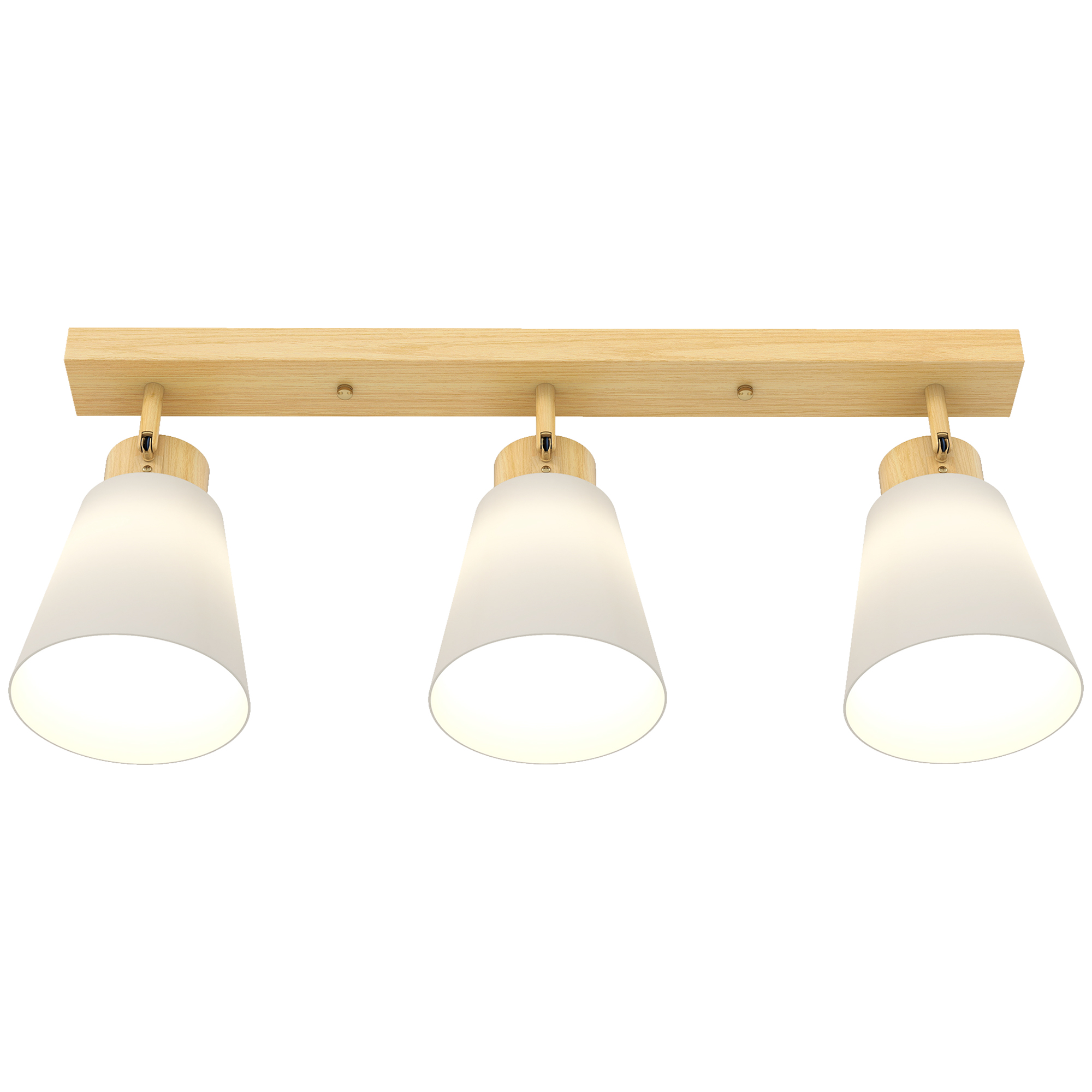 HOMCOM Plafonnier avec 3 Points Lumineux Réglables à 90° et Douilles E27, Couleur Bois