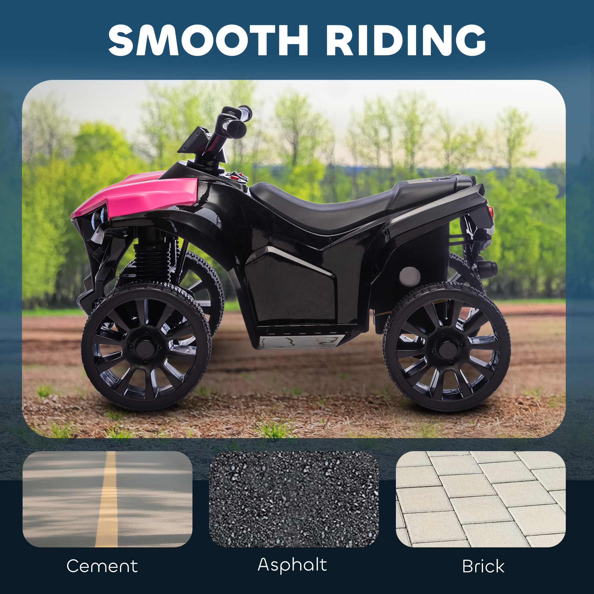 AIYAPLAY 6V Kids ATV, 4 Wheeler Electric Ride on Car with Music and LED Headlights, for Ages 3-8 Years Boys and Girls, Pink 5