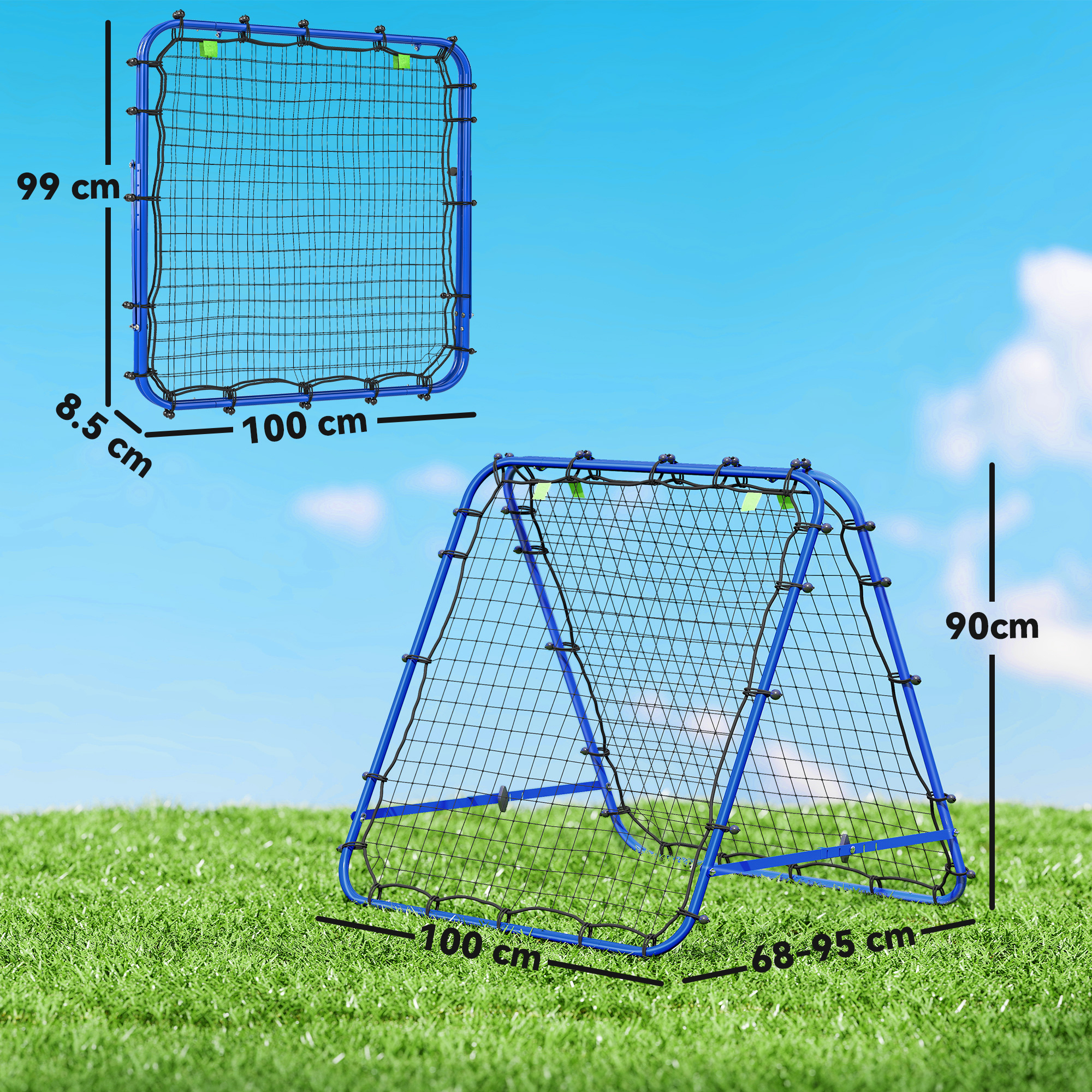 HOMCOM Double Sided Football Rebounder Net, Football Rebound Goal with Five Adjustable Angles, Blue 3