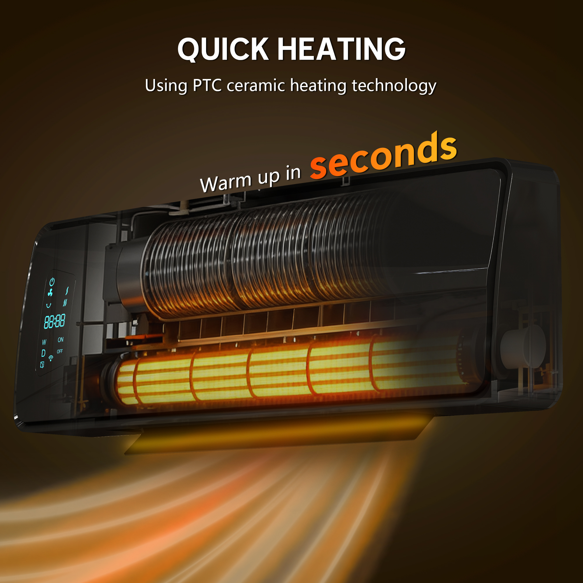 HOMCOM 2000W Ceramic Electric Heater with Fan, Adjustable Thermostat, Wall Mounted Black 4