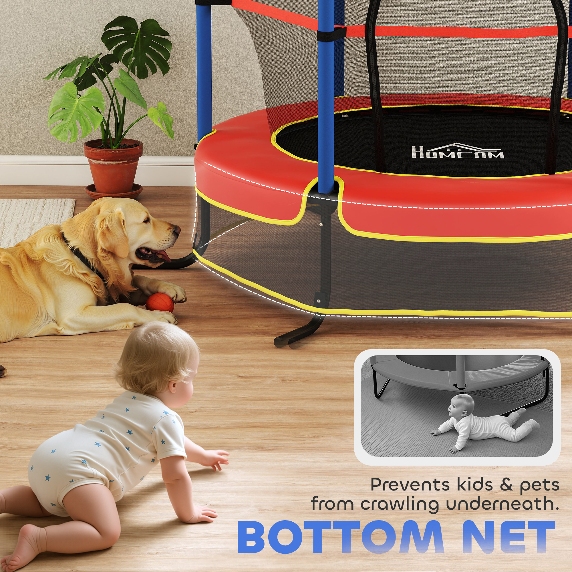 HOMCOM Kids Trampoline, with Safety Net, for Ages 3-10 Years 8