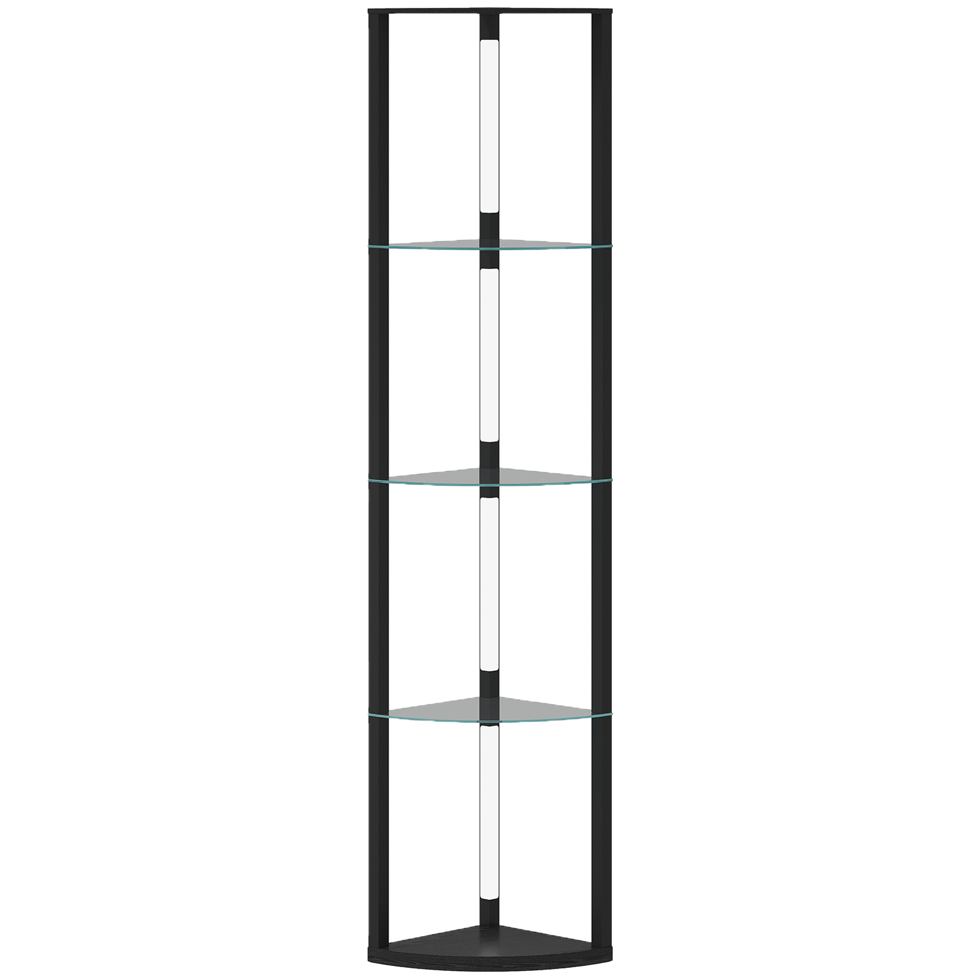 HOMCOM LED Floor Lamp with Shelves, Dimmable Standing Lamp with Foot Switch for Living Room, Bedroom, Black