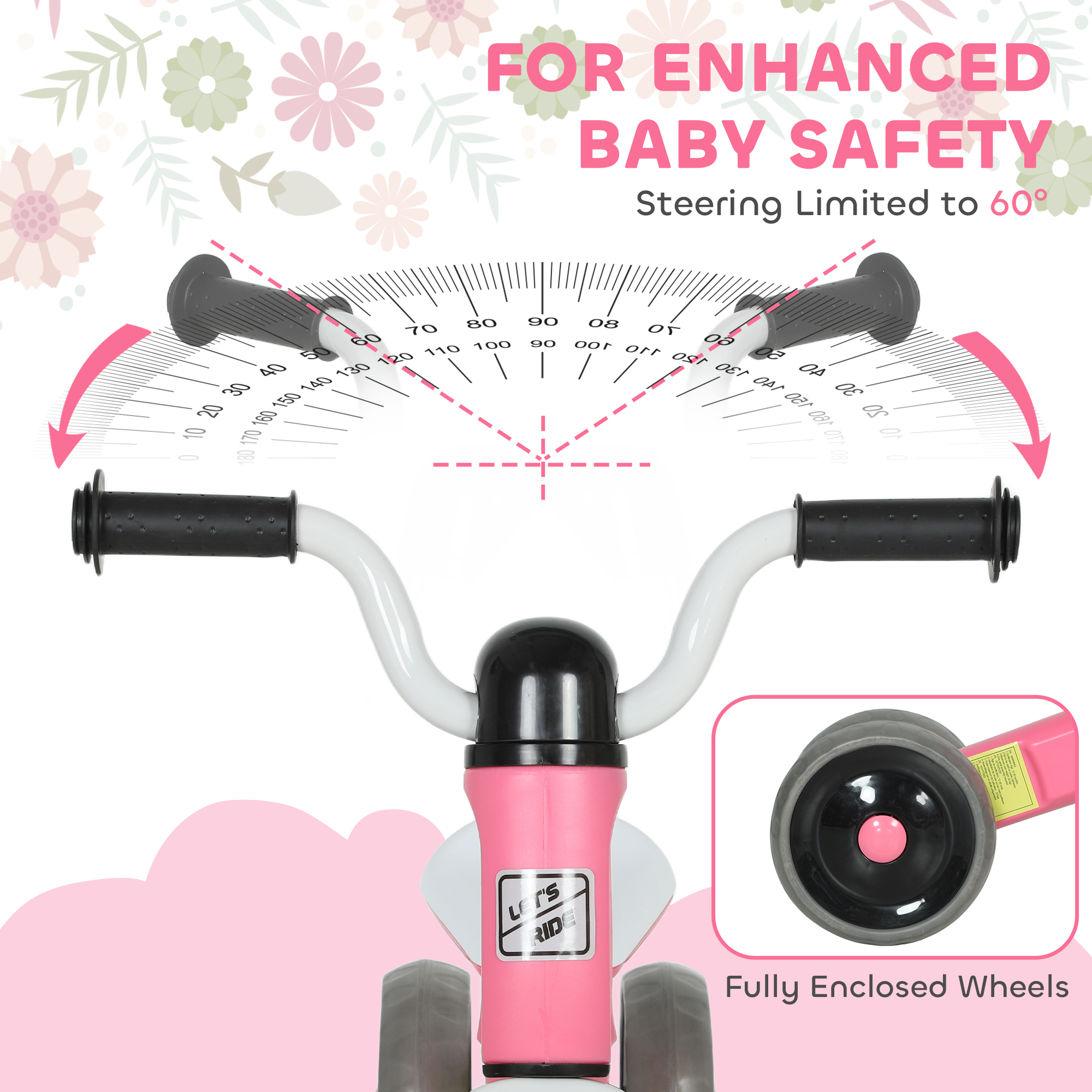 AIYAPLAY Toddler Balance Bike with No Pedal, 3 Silence Wheels for 12-36 Months Boys and Girls, Indoor Outdoor, Pink 5