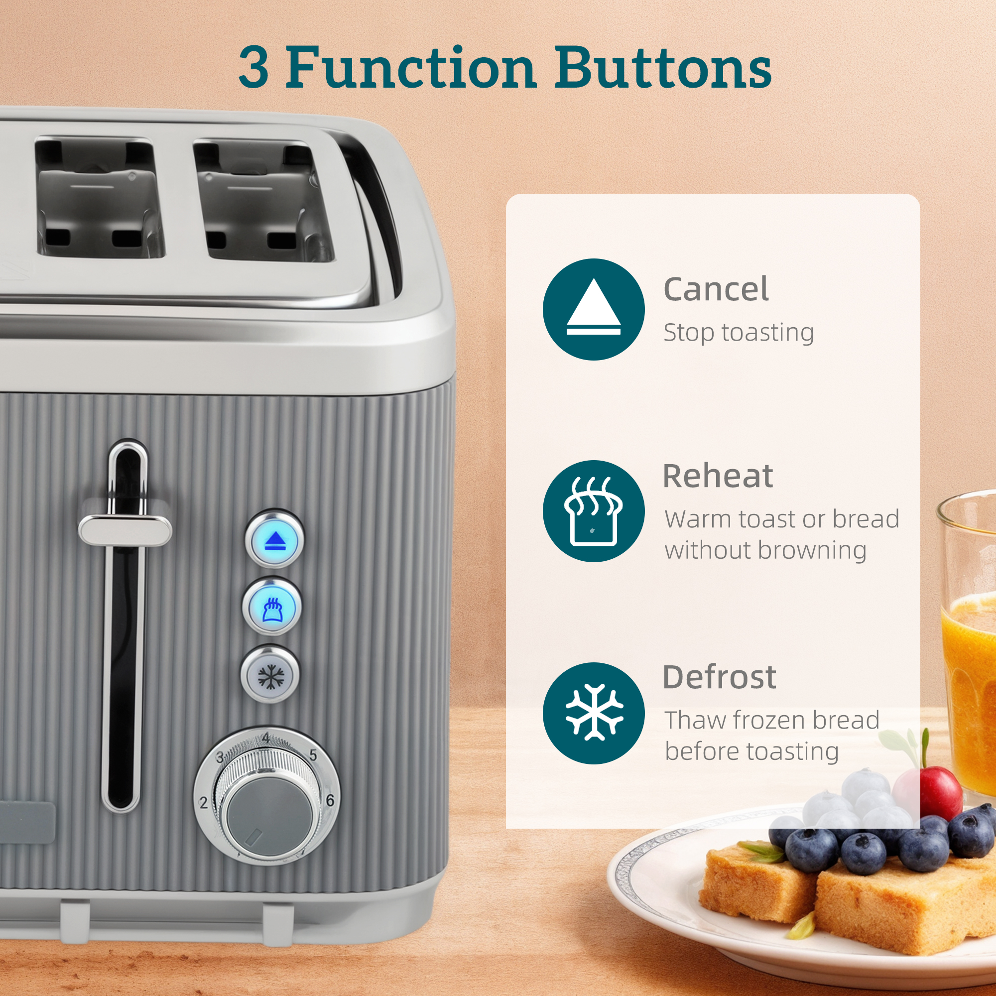 HOMCOM Electric Stainless Steel Kettle and Toaster Set, 3000W 1.7L UK Strix Thermostat Fast Boil Kettle w/ Limescale Filter, Cool Touch Body, 4 Slice Toaster with 7 Browning Levels, Crumb Tray, Grey 8