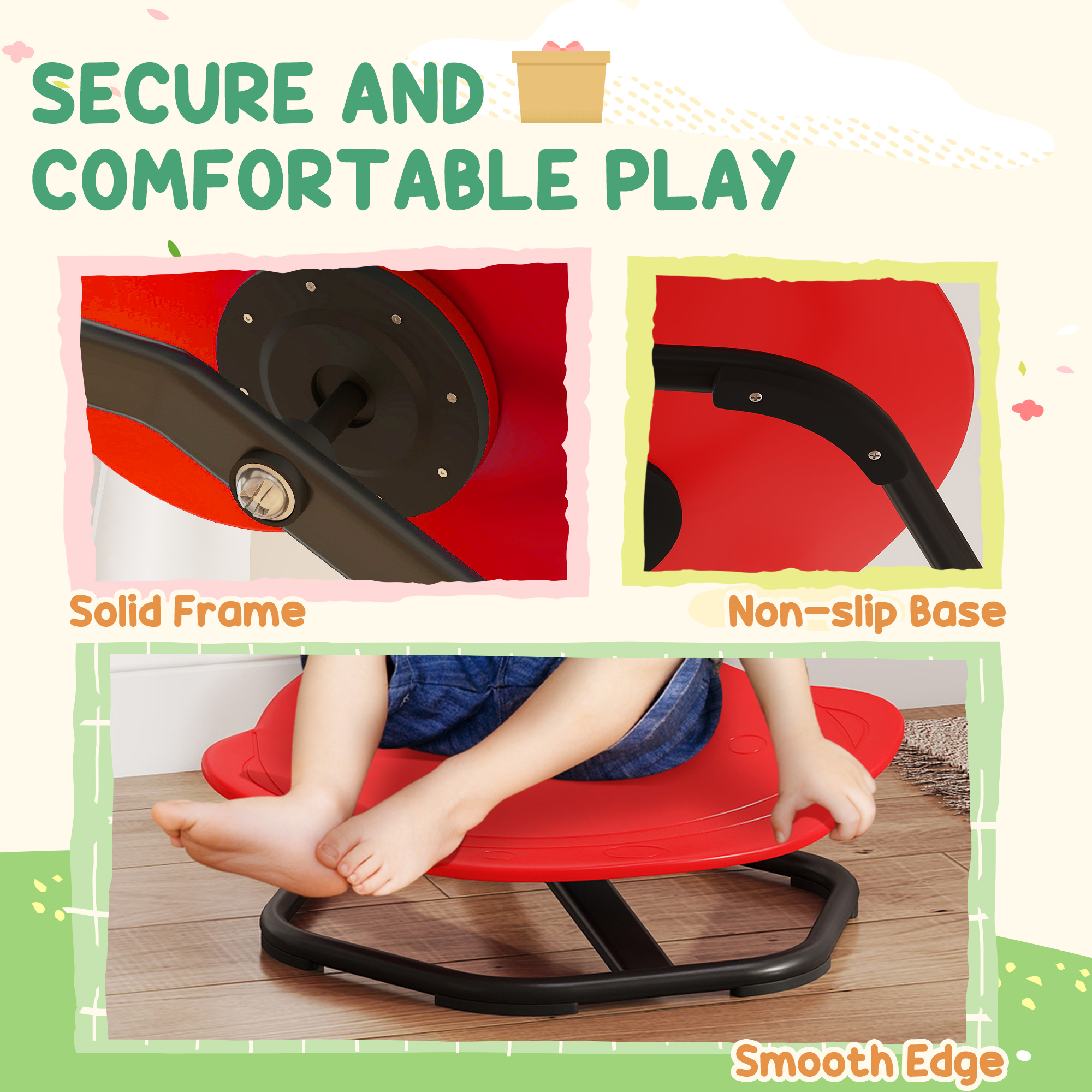 AIYAPLAY Planet-Shaped-kids Swivel Chair, Sensory Spinning Chair for Balance, Coordination Training, Red 6