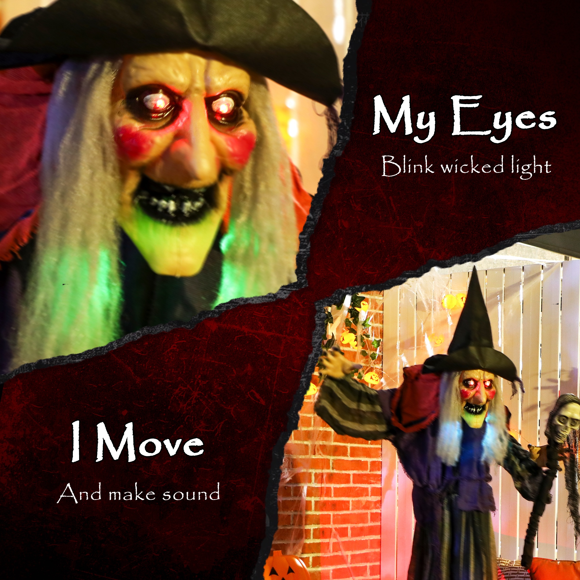 Outsunny 160cm Lifelike Moving Witch Decoration Multi 4