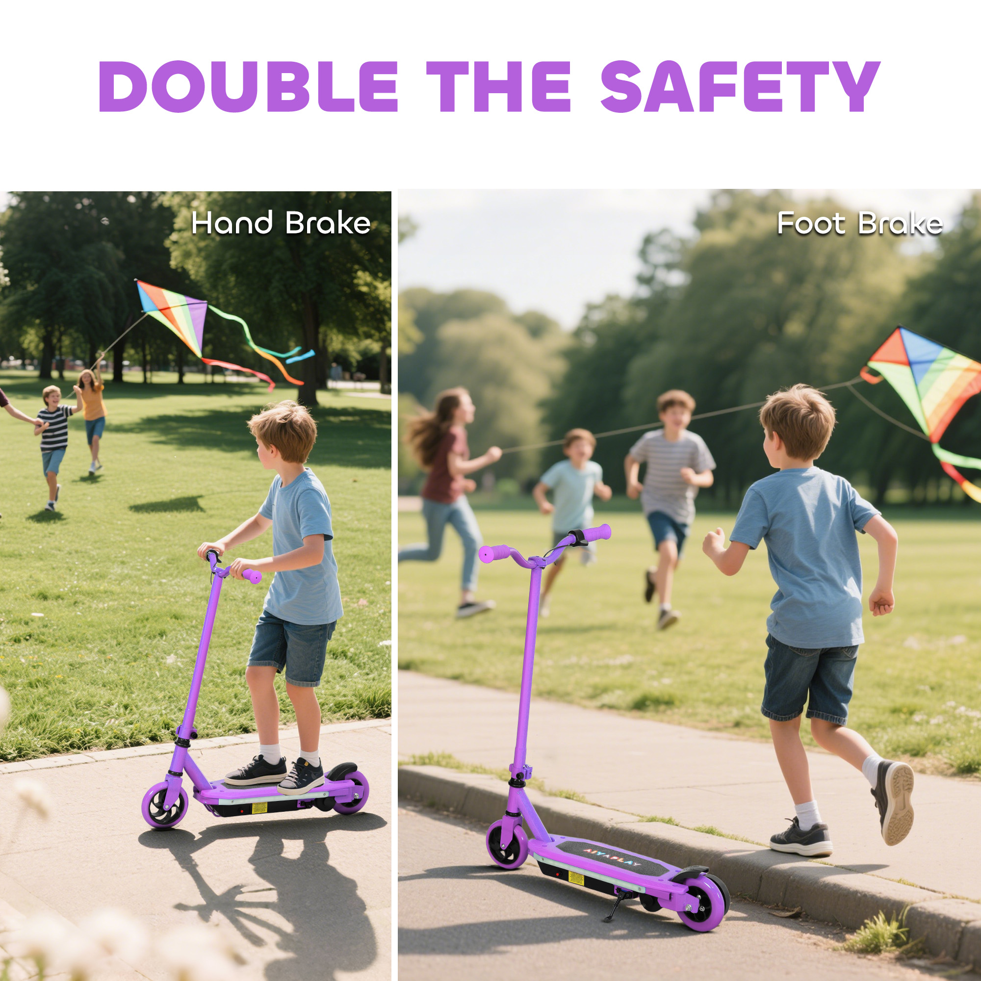 AIYAPLAY Electric Scooter for Kids 6-14 Years, with Colourful Lights, Purple 8