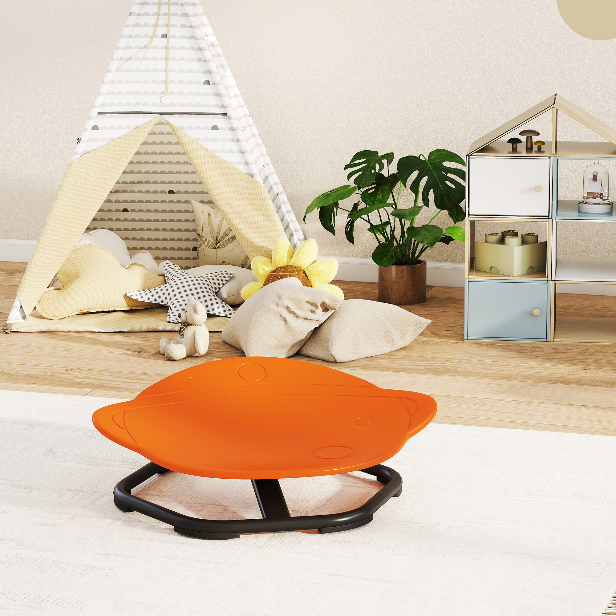 AIYAPLAY Planet-Shaped-kids Swivel Chair, Sensory Spinning Chair for Balance, Coordination Training, Orange 7