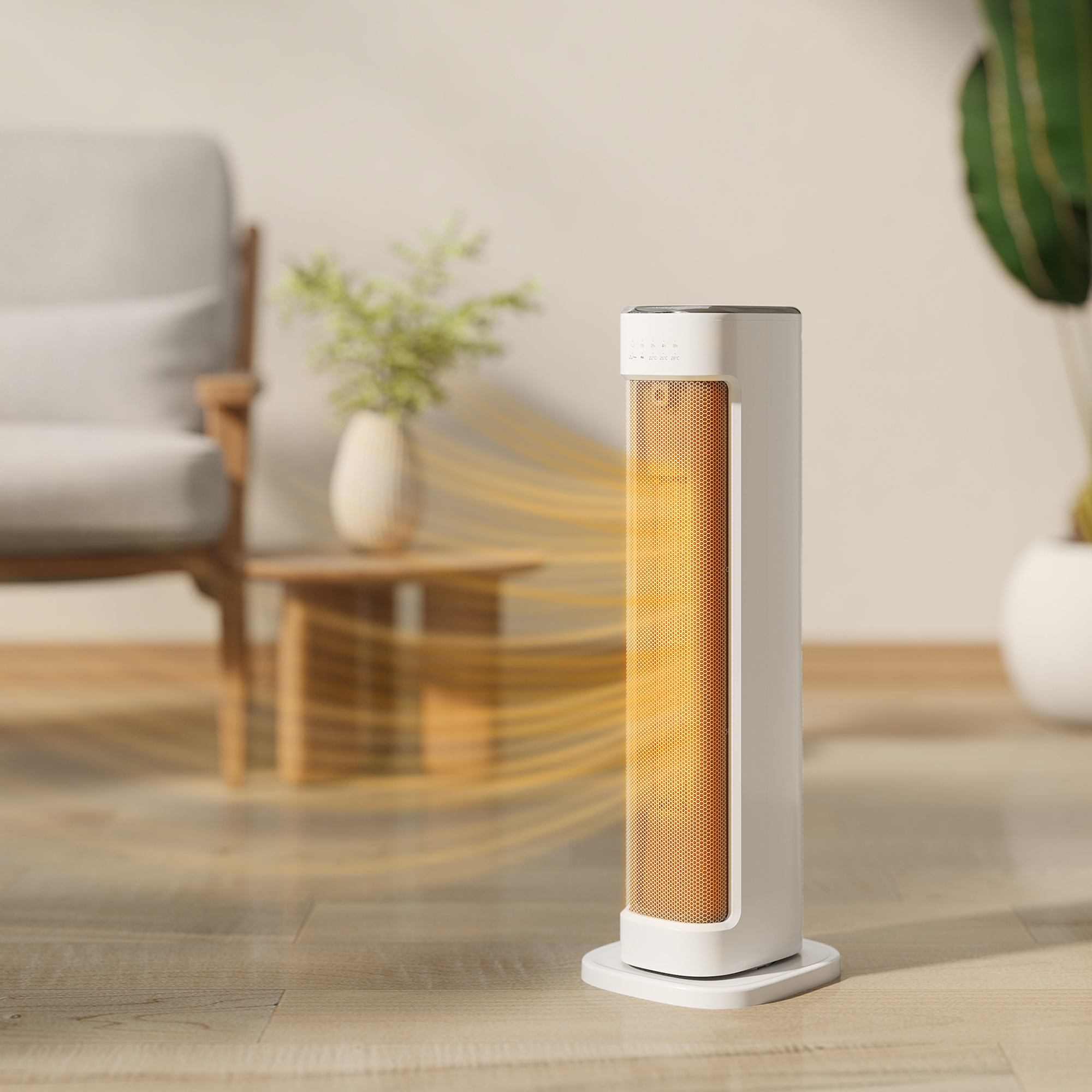 HOMCOM 2000W Ceramic Electric Heater with 3 Heat Settings, Timer White 2