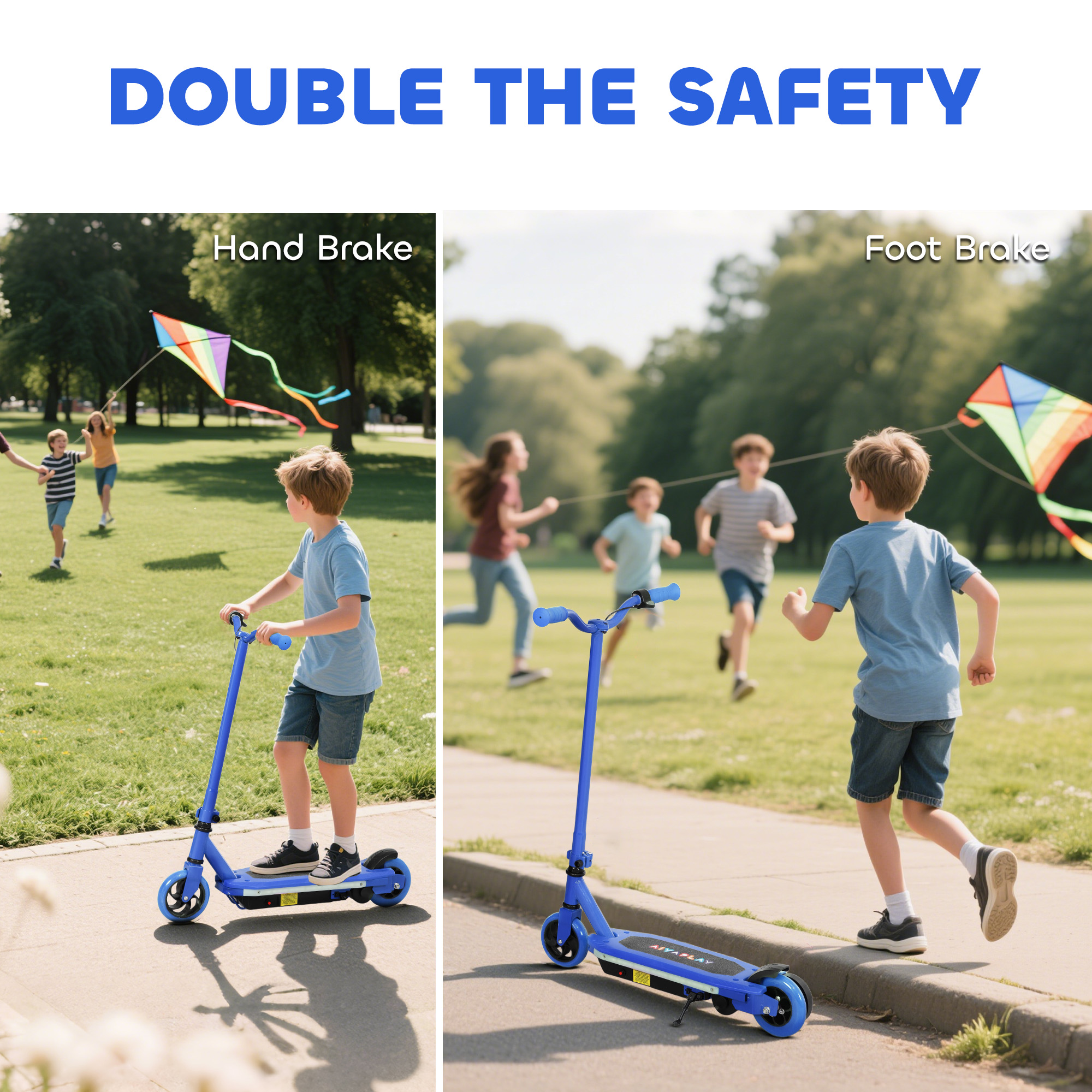 AIYAPLAY Electric Scooter for Kids 6-14 Years, with Colourful Lights, Blue 8