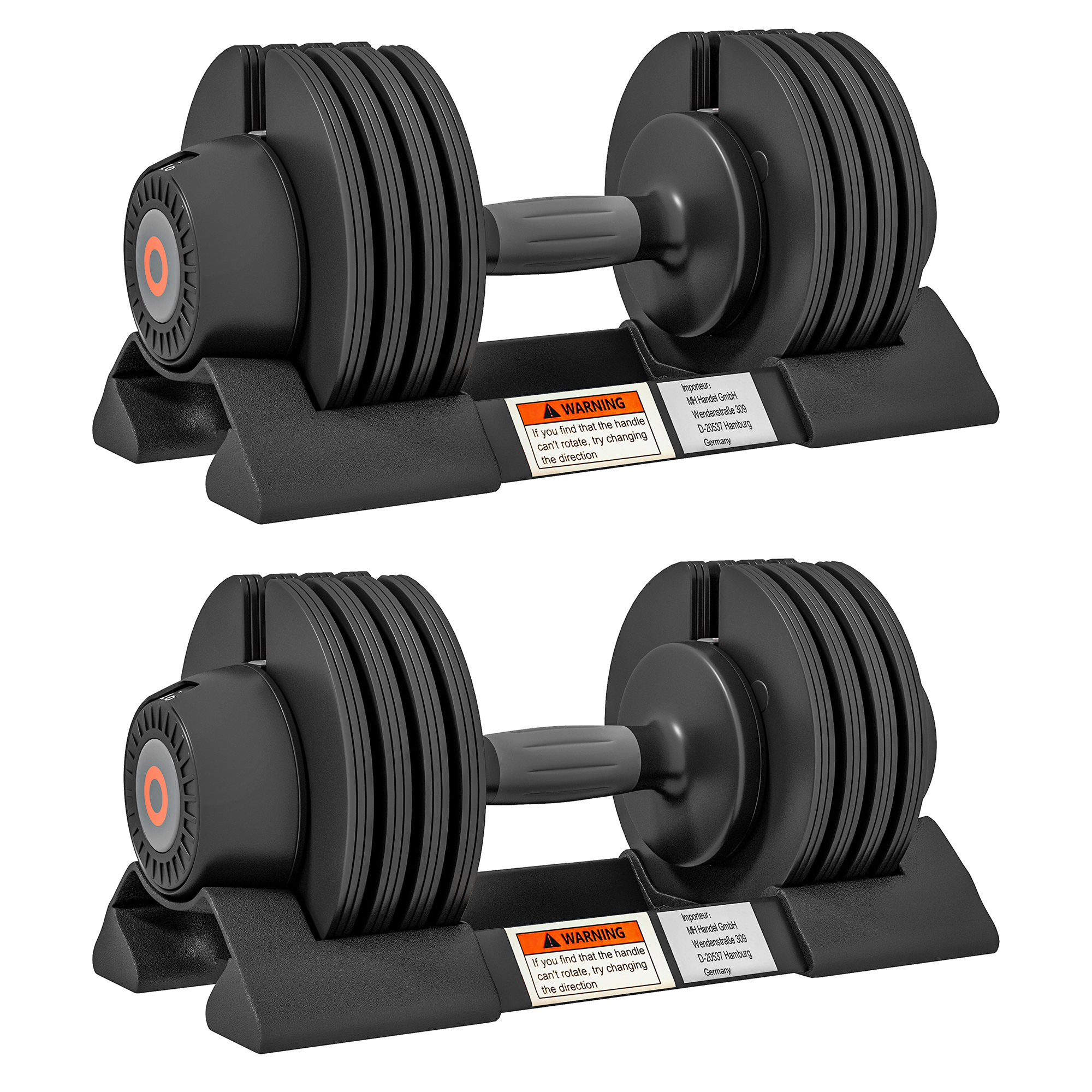 SPORTNOW Set de Gantere Reglabile, Set de Greutăți 4-în-1 cu Suport și Mâner Antiderapant, 33x16x16 cm, Negru | Aosom Romania