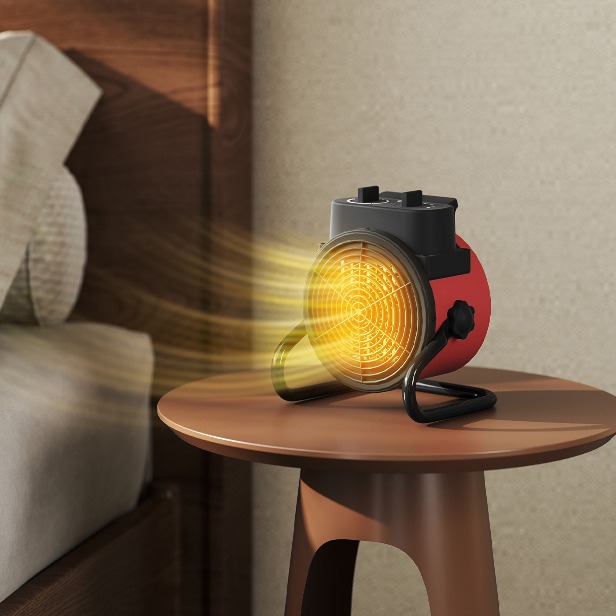 HOMCOM 2000W Portable Ceramic Electric Heater with Fan Red 2