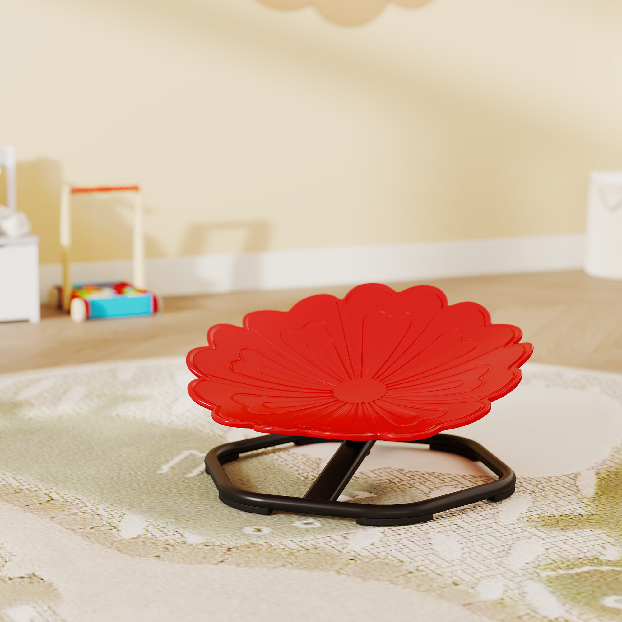 AIYAPLAY Flower-Shaped Sensory Spinning Chair with Non-Slip Base for Balance/Coordination, Red 8