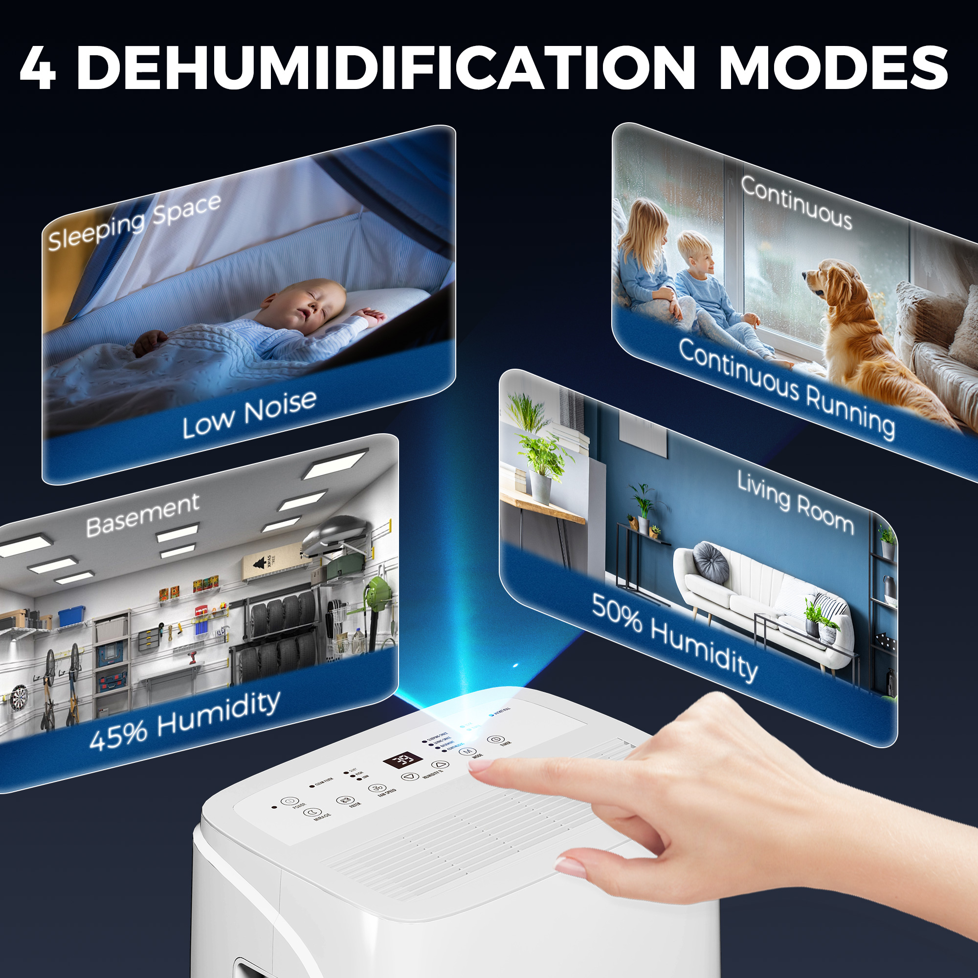 HOMCOM 30L/Day Dehumidifier with Auto-Clean Filter, Continuous Drainage, 4L Water Tank, 24H Timer, Digital Humidity Display, Dehumidifier for Home Damp, Bedroom, Condensation, Mould, Laundry Drying 5
