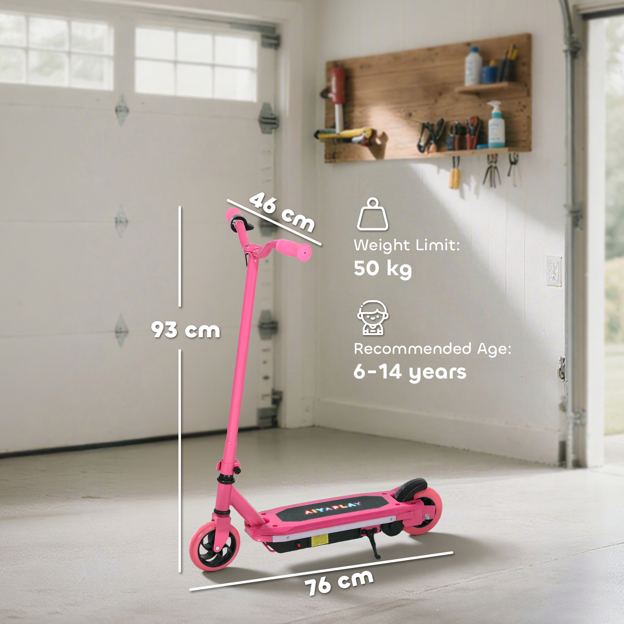 AIYAPLAY Electric Scooter for Kids 6-14 Years, with Colourful Lights, Pink 3