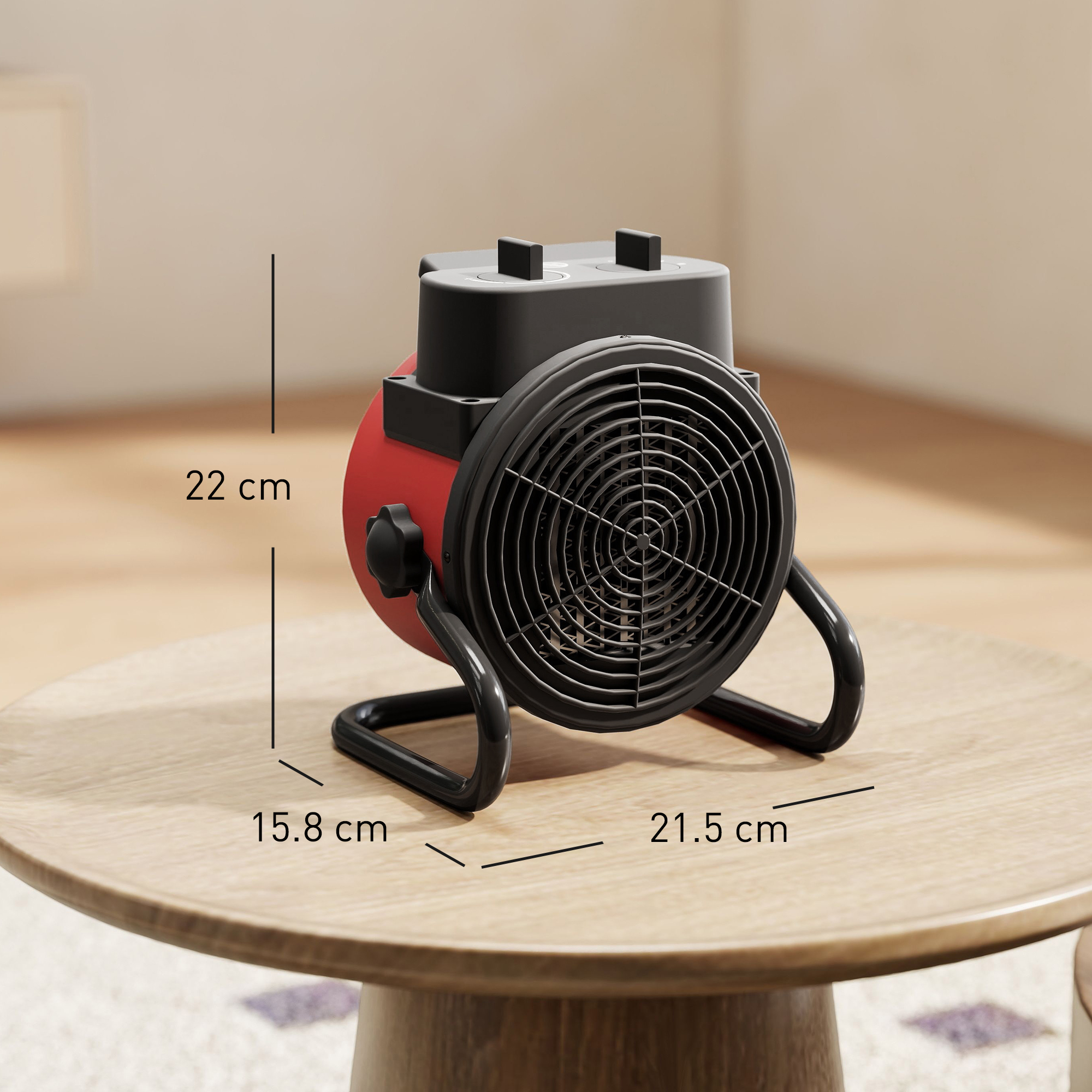 HOMCOM 2000W Portable Ceramic Electric Heater with Fan Red 3