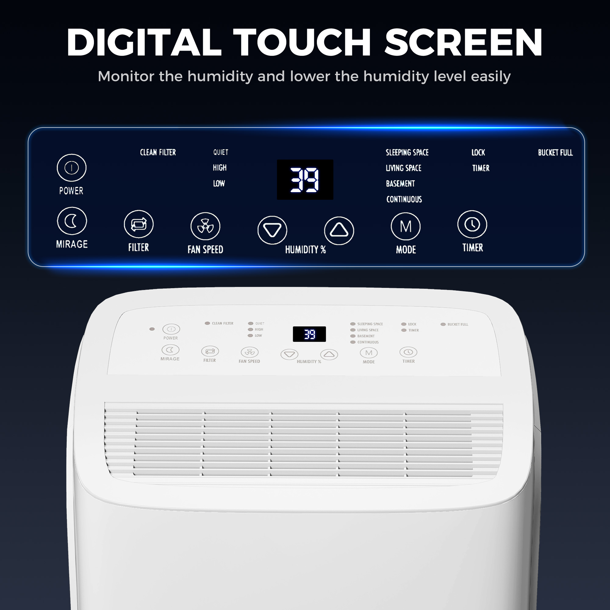 HOMCOM 30L/Day Dehumidifier with Auto-Clean Filter, Continuous Drainage, 4L Water Tank, 24H Timer, Digital Humidity Display, Dehumidifier for Home Damp, Bedroom, Condensation, Mould, Laundry Drying 4