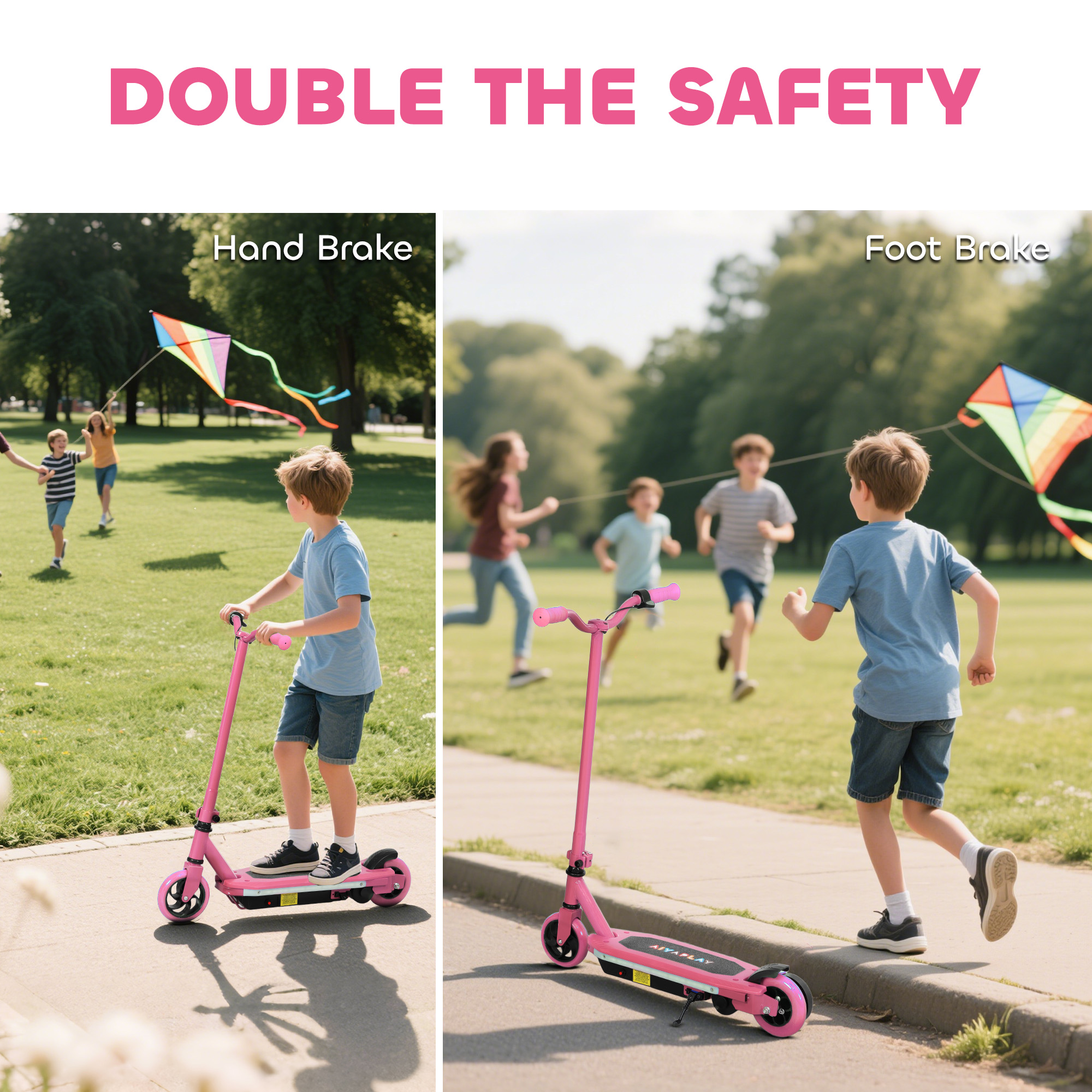 AIYAPLAY Electric Scooter for Kids 6-14 Years, with Colourful Lights, Pink 8