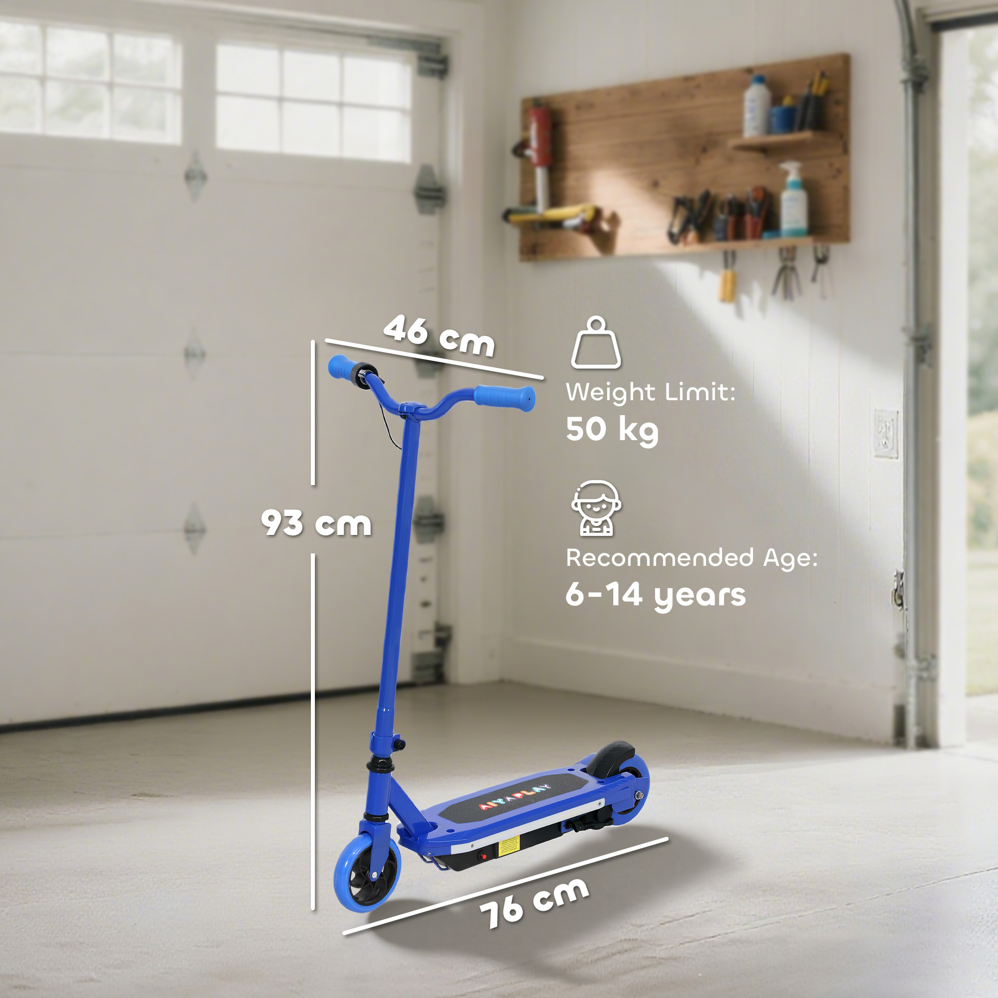 AIYAPLAY Electric Scooter for Kids 6-14 Years, with Colourful Lights, Blue 3