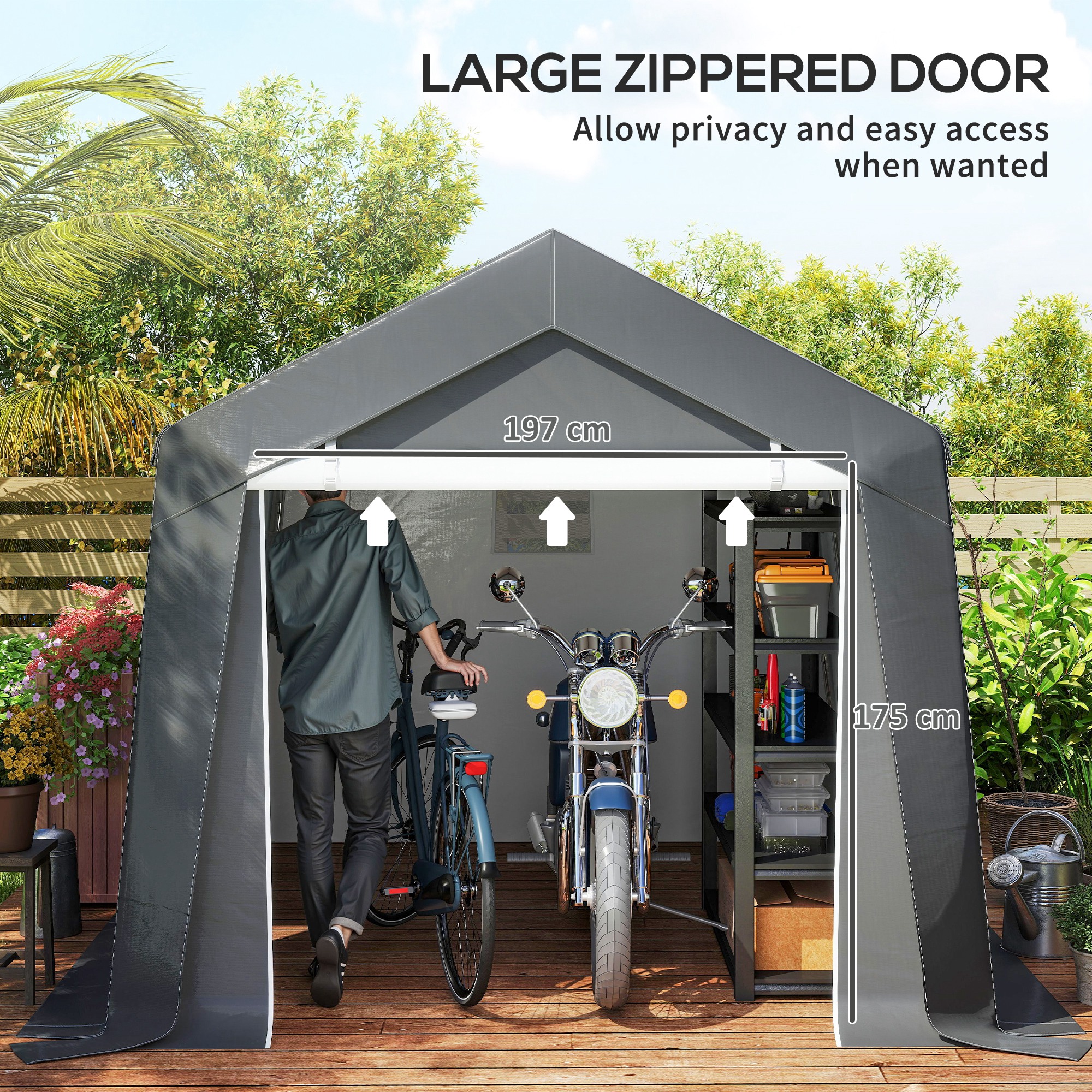 Outsunny 3.6 x 2.1m Portable Outdoor Shed, with Window Dark Grey 6