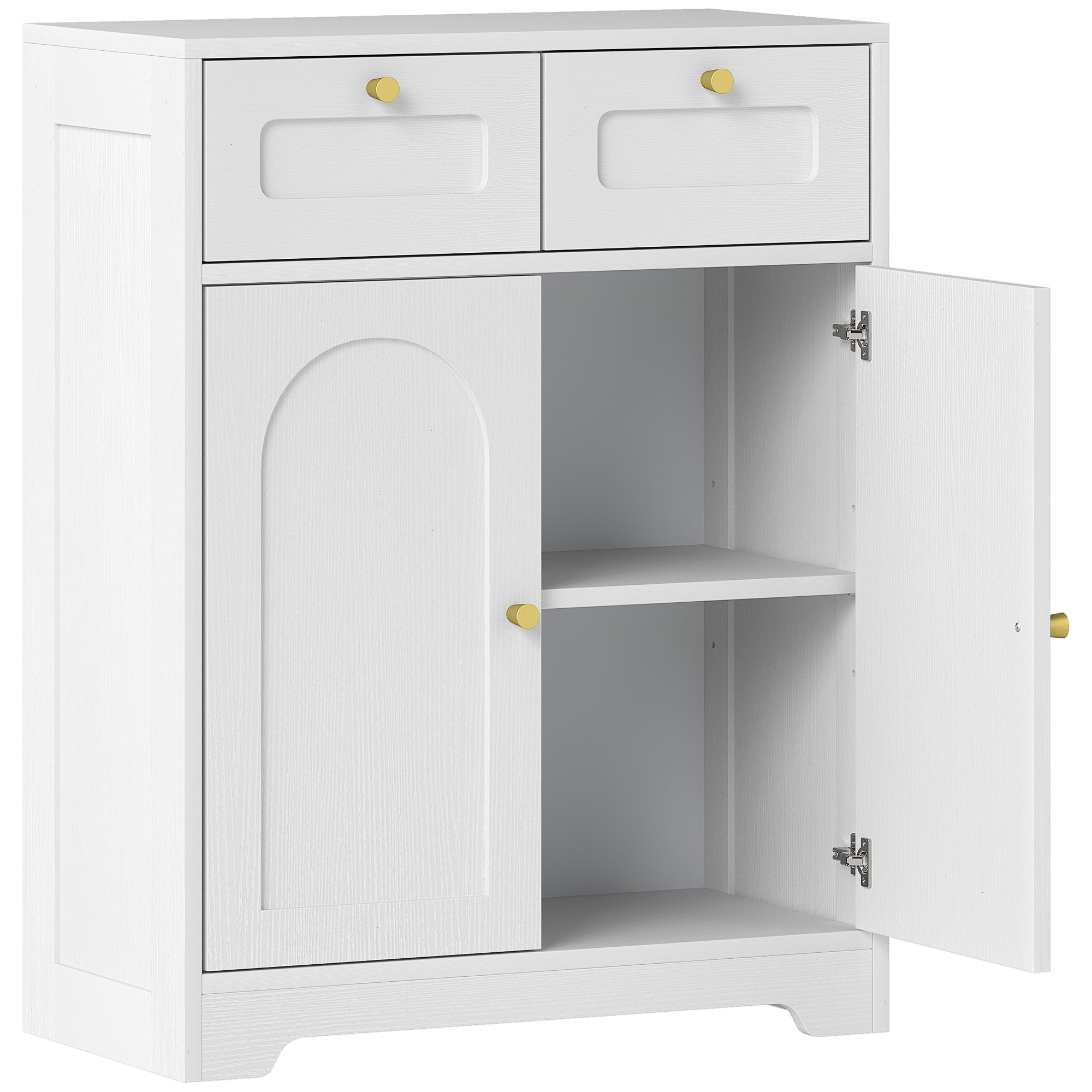 HOMCOM Bathroom Floor Cabinet with 2 Drawers White