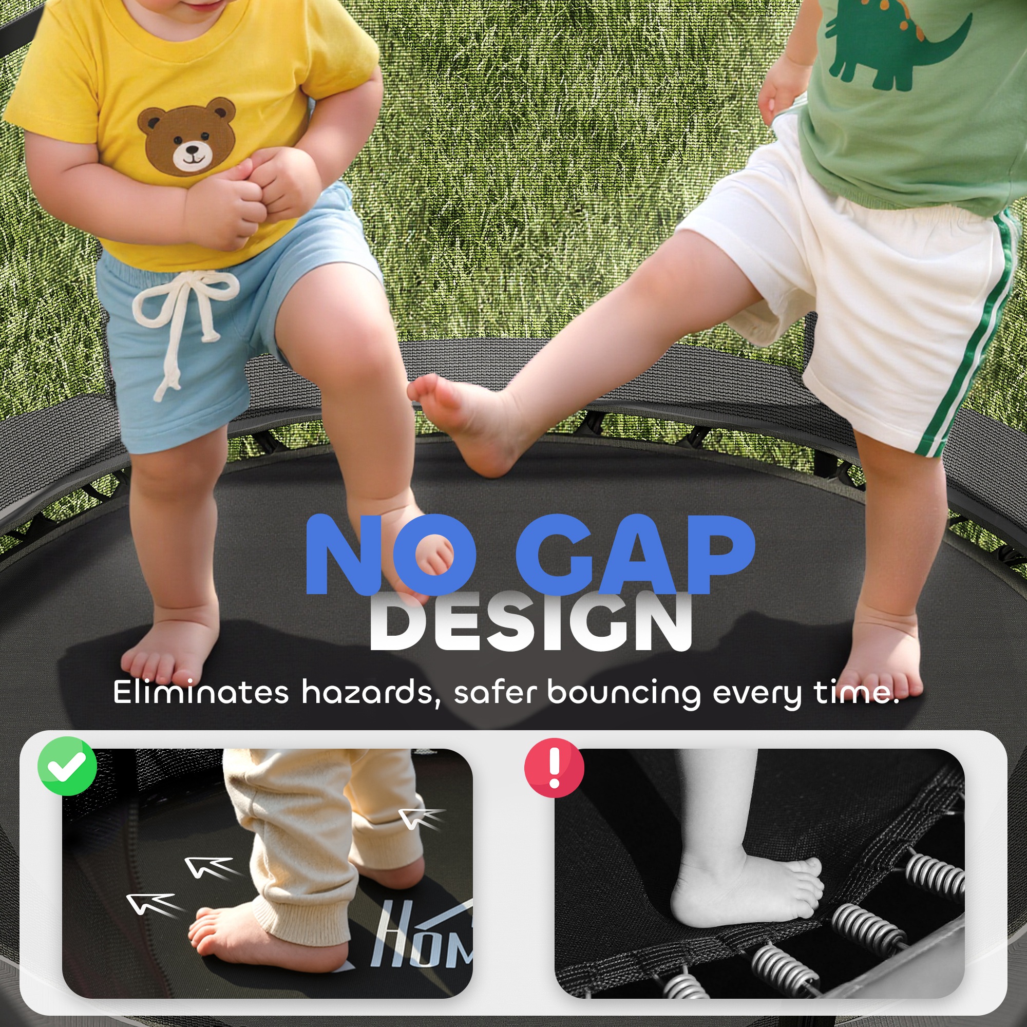 HOMCOM 4.6FT/55" Kids Trampoline with Safety Enclosure, Outdoor Indoor Use, for Ages 3-10 Years, Black 5