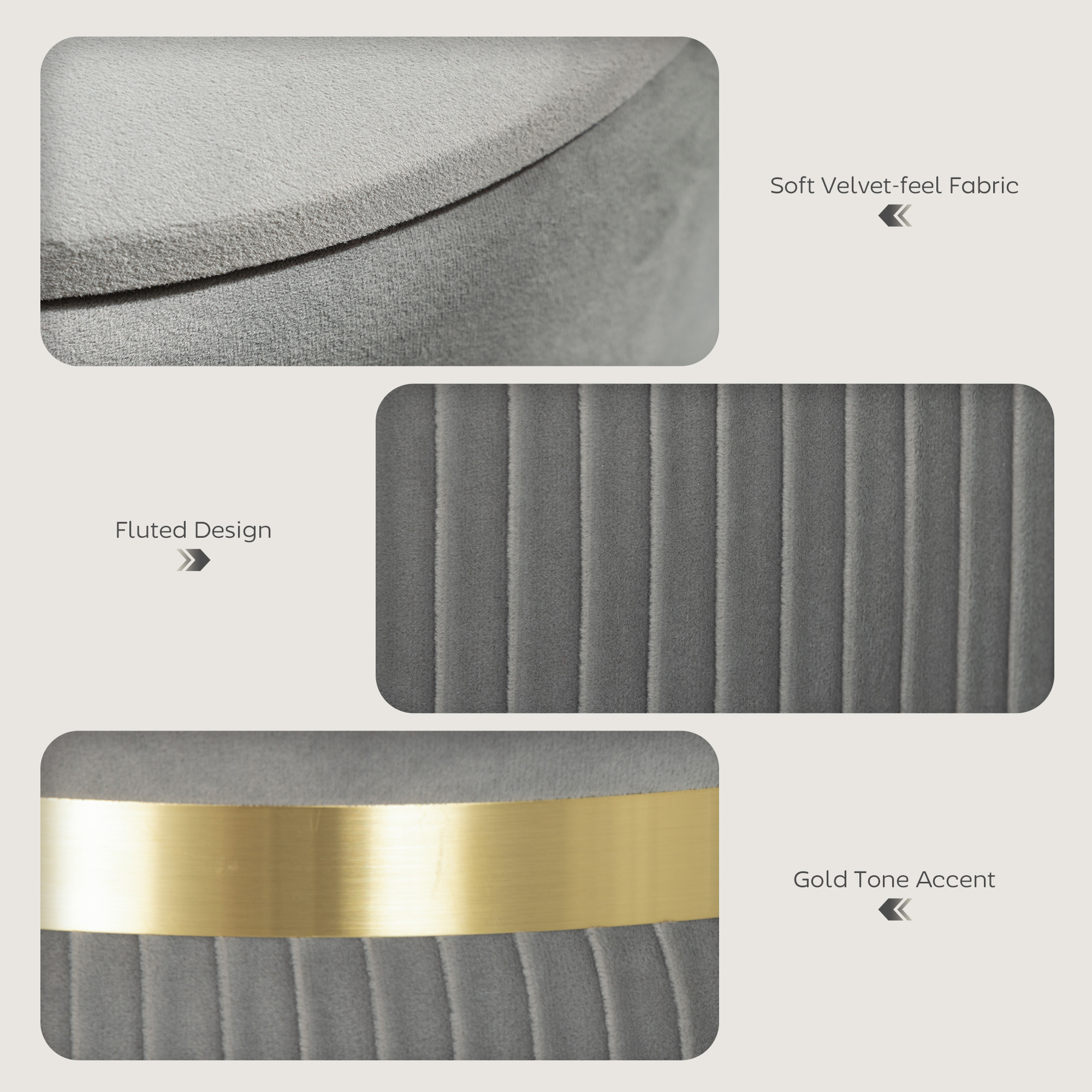 HOMCOM Velvet-Feel Storage Ottoman Light Grey 5