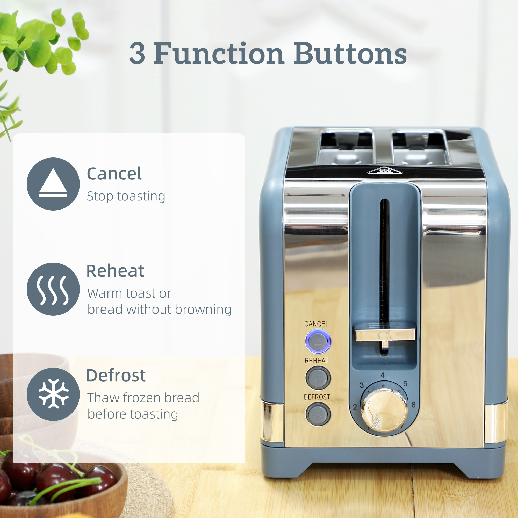 HOMCOM Sleek Textured Kettle and Toaster Set Blue 7