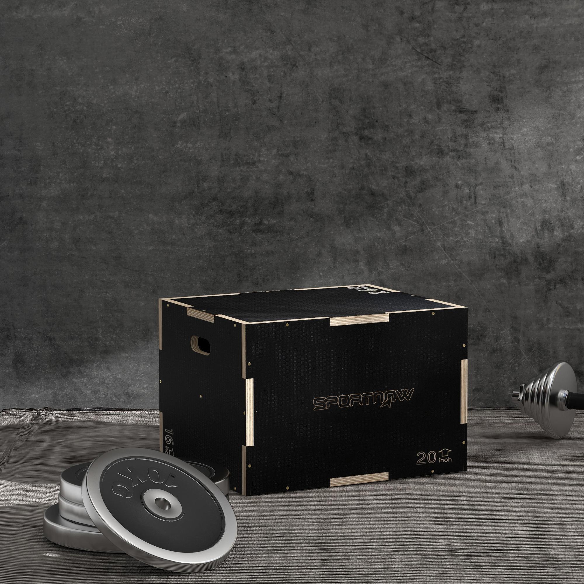SPORTNOW Multi-Faceted Jump Box, Wooden Step Up Box, for Home, Gym, Exercise, 41/51/61cm Black 2