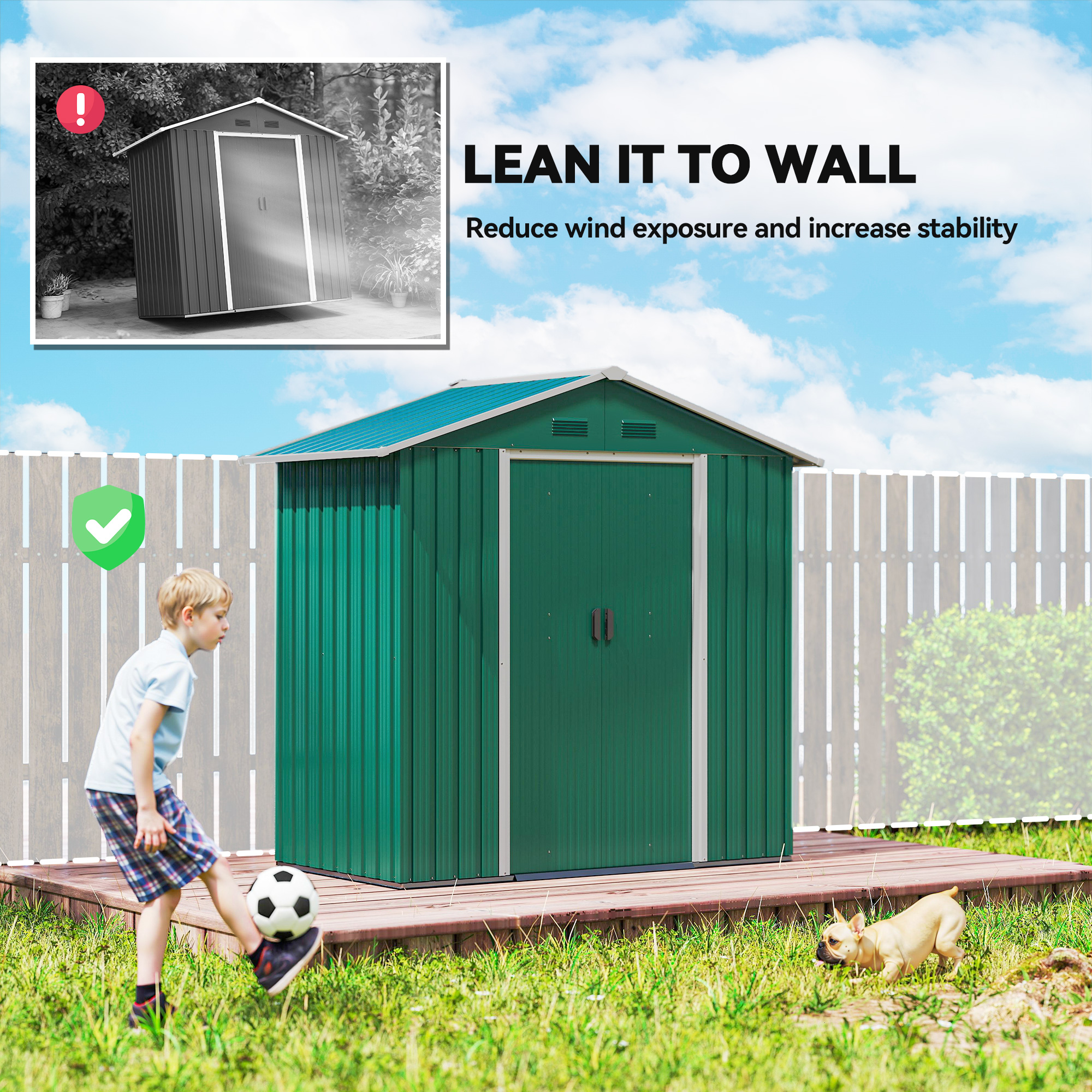 Outsunny 6.5ft x 3.5ft Metal Garden Storage Shed for Outdoor Tool Storage with Double Sliding Doors and 4 Vents, Green 8