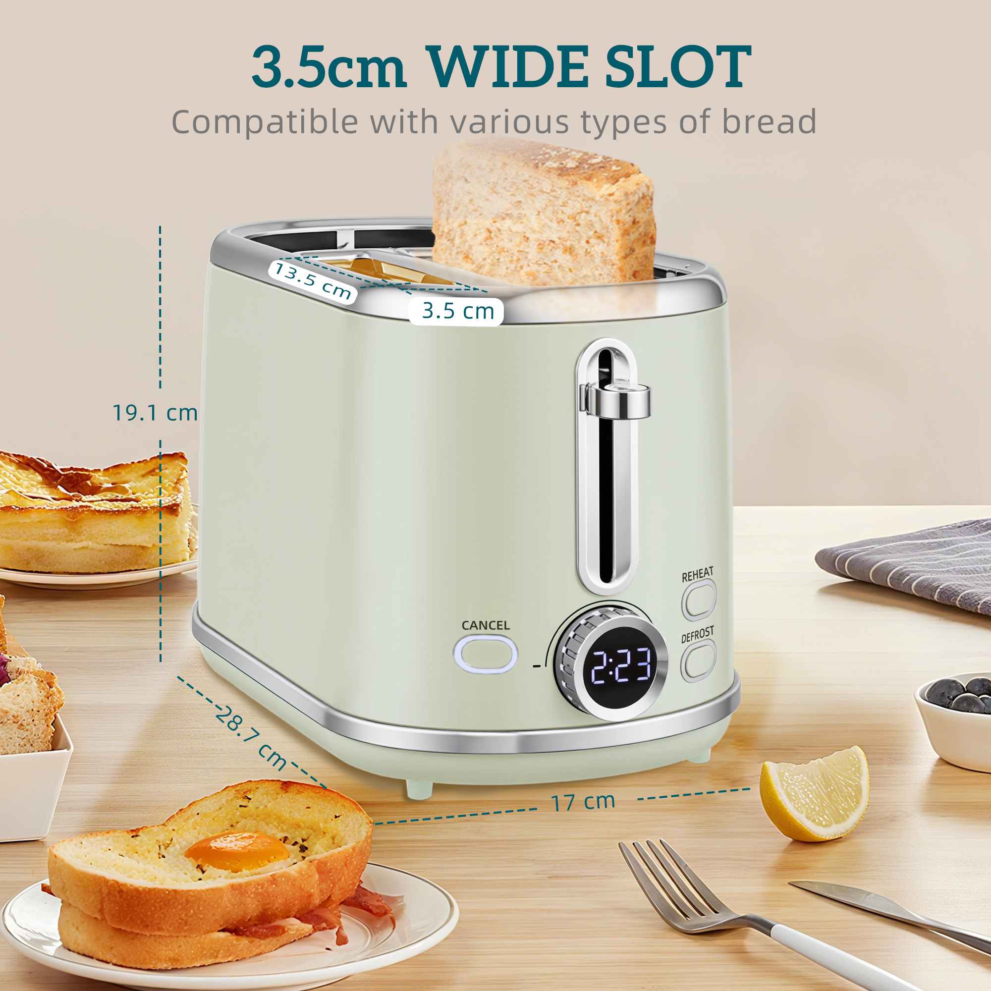 HOMCOM Polished Retro 40-100°C Kettle and Toaster Set Grey 6