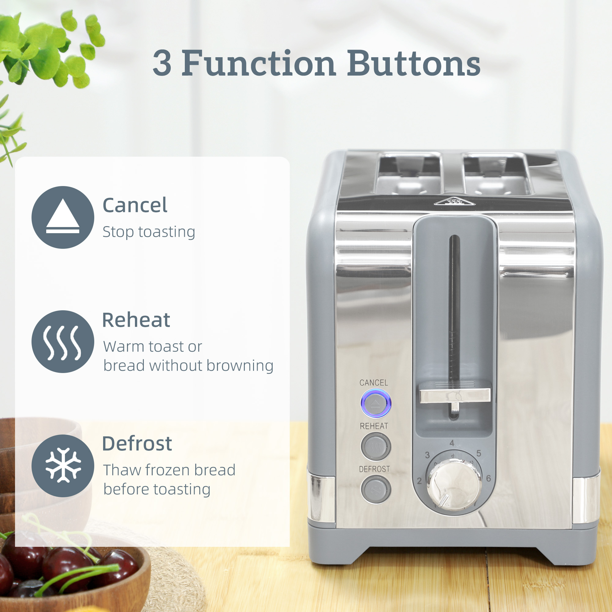 HOMCOM Sleek Textured Kettle and Toaster Set Grey 7