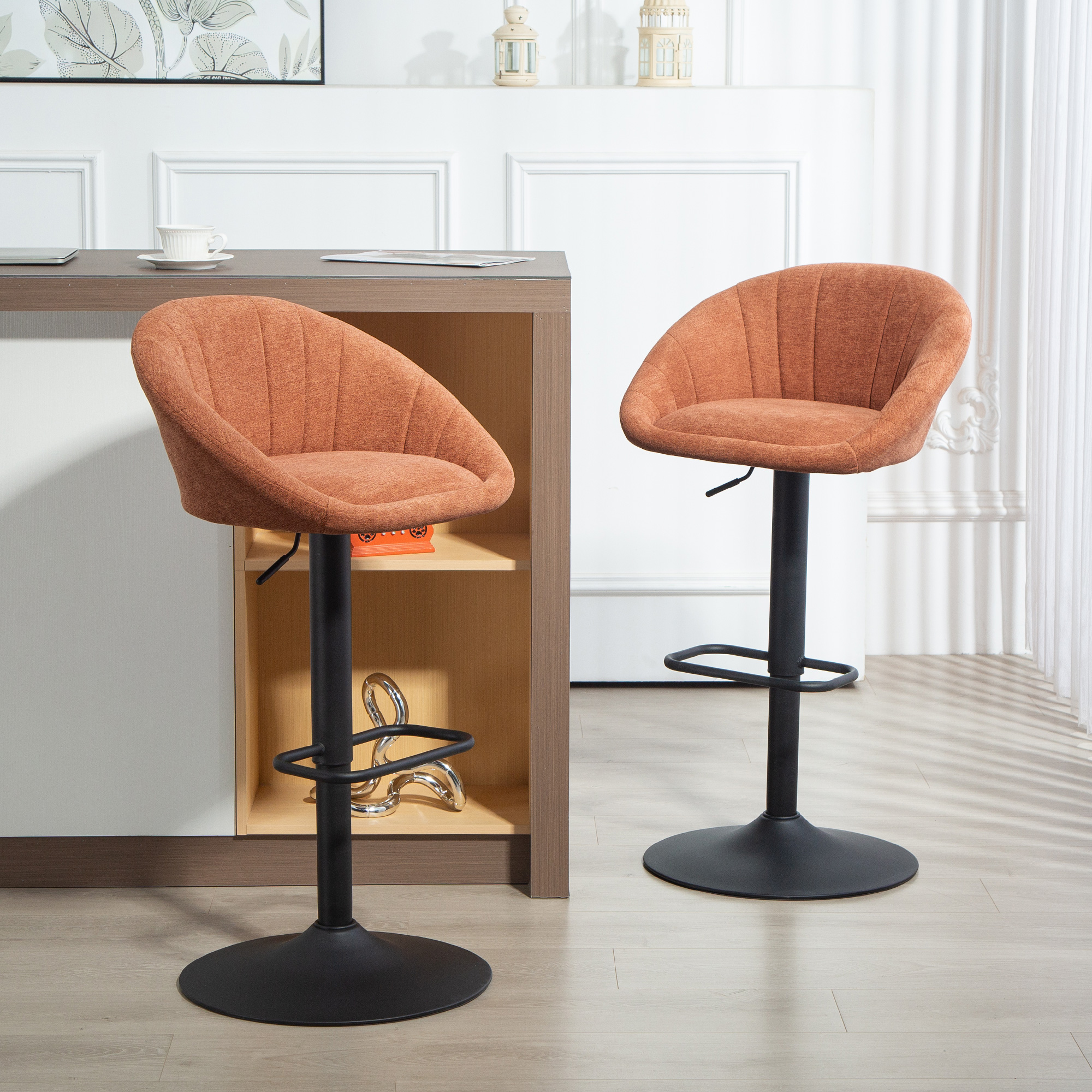 HOMCOM Set of Two Relaxed Tub Bar Stools Orange 2