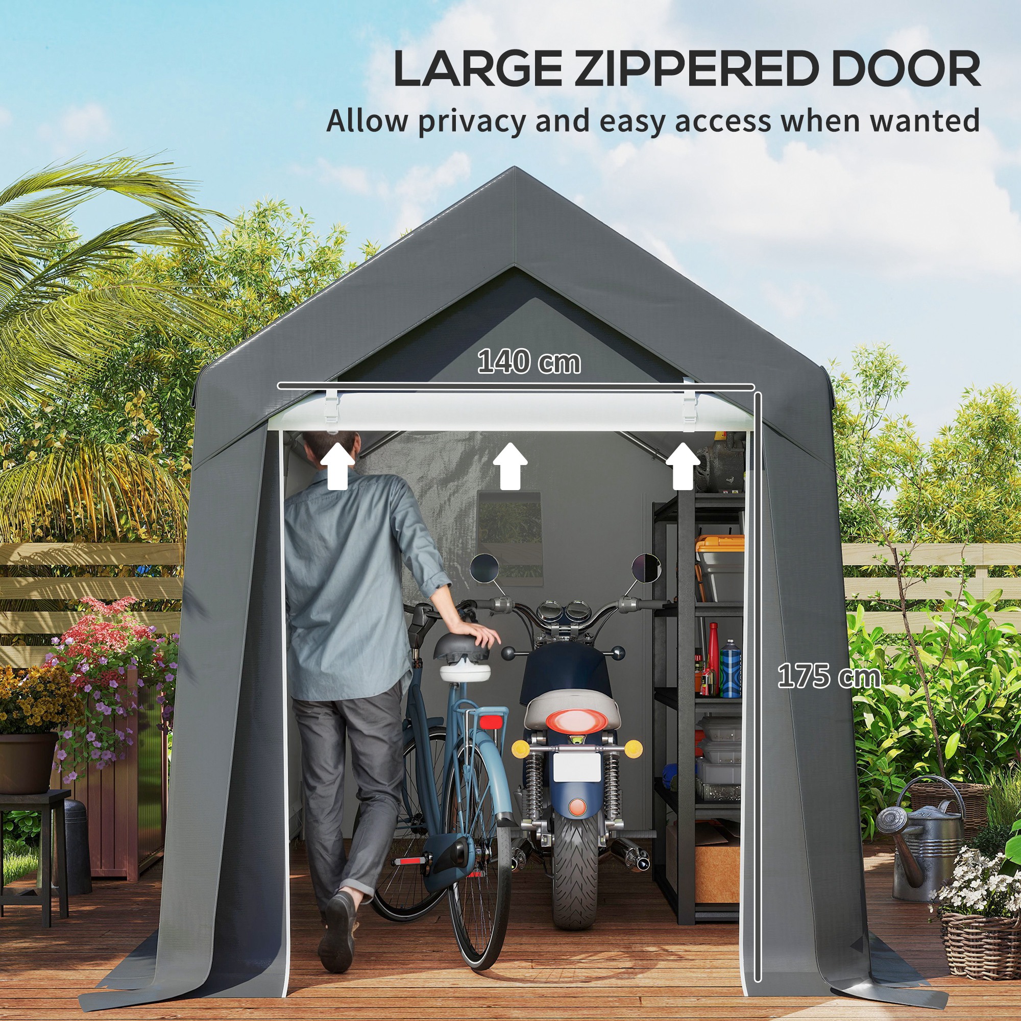 Outsunny 3.6 x 2.1m Portable Outdoor Shed, with Window Dark Grey 6