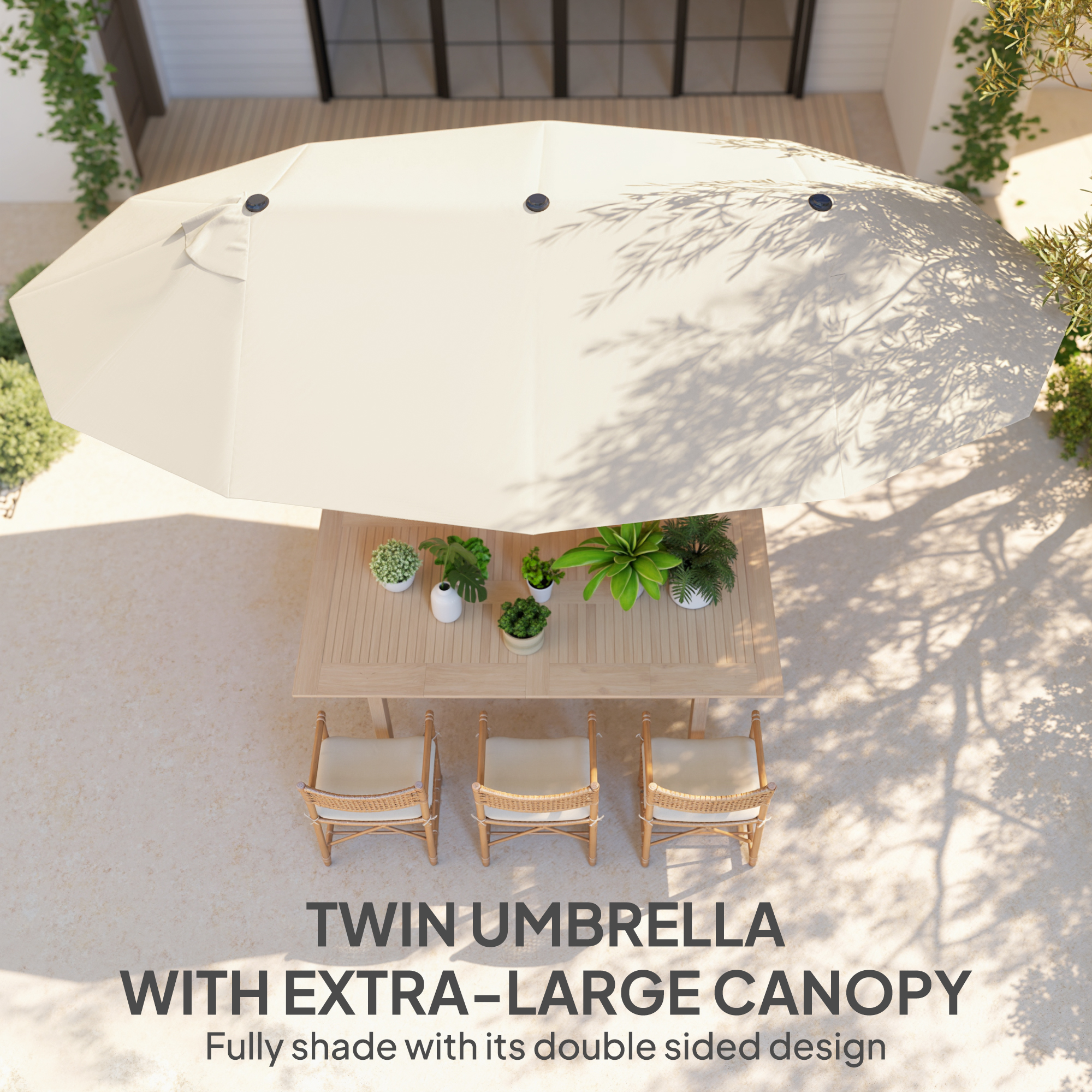 Outsunny 4.6m Double Garden Parasol Beige 4