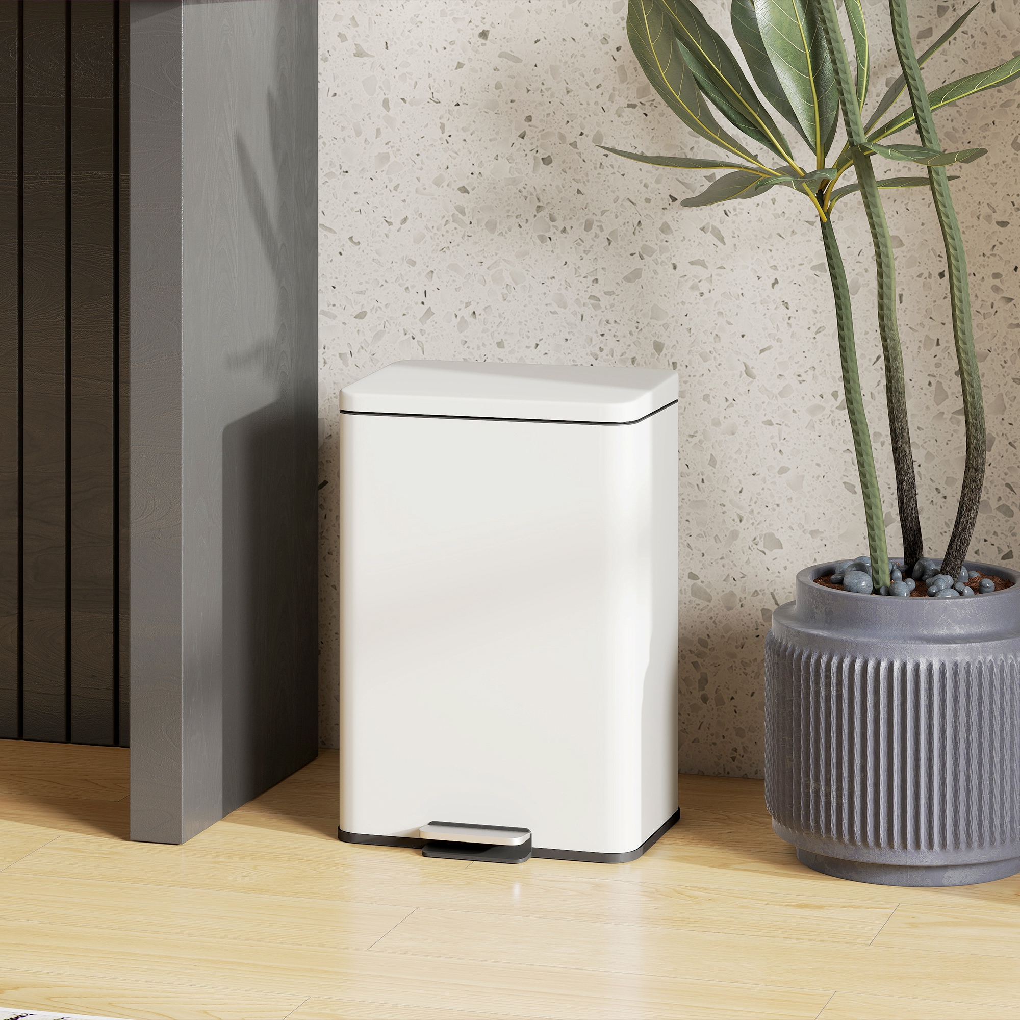 HOMCOM 20L Kitchen Bin with Soft-Close Lid and Stay-Open Function, Pedal Bin with Removable Inner Bucket for Kitchen, Office, Home, Cream 2