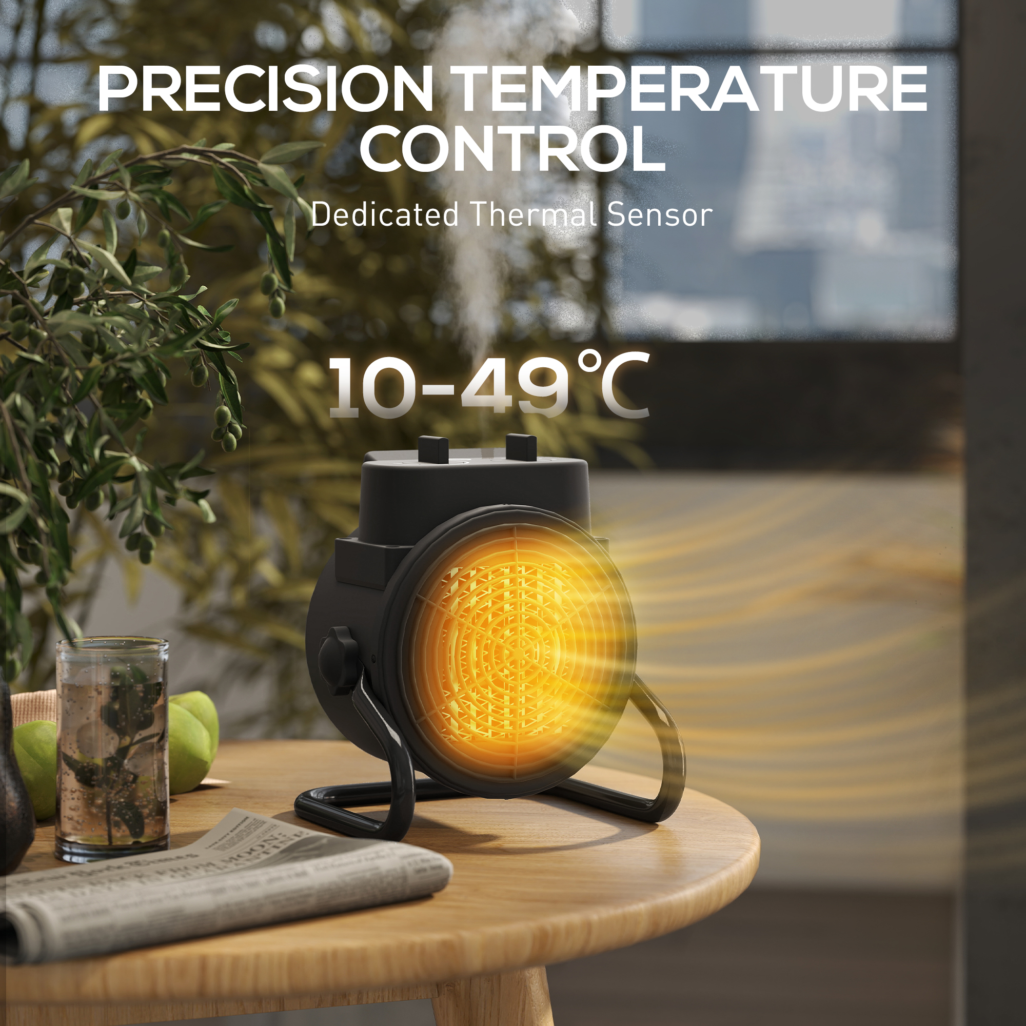 HOMCOM 2000W Portable Ceramic Electric Heater with Fan Black 6