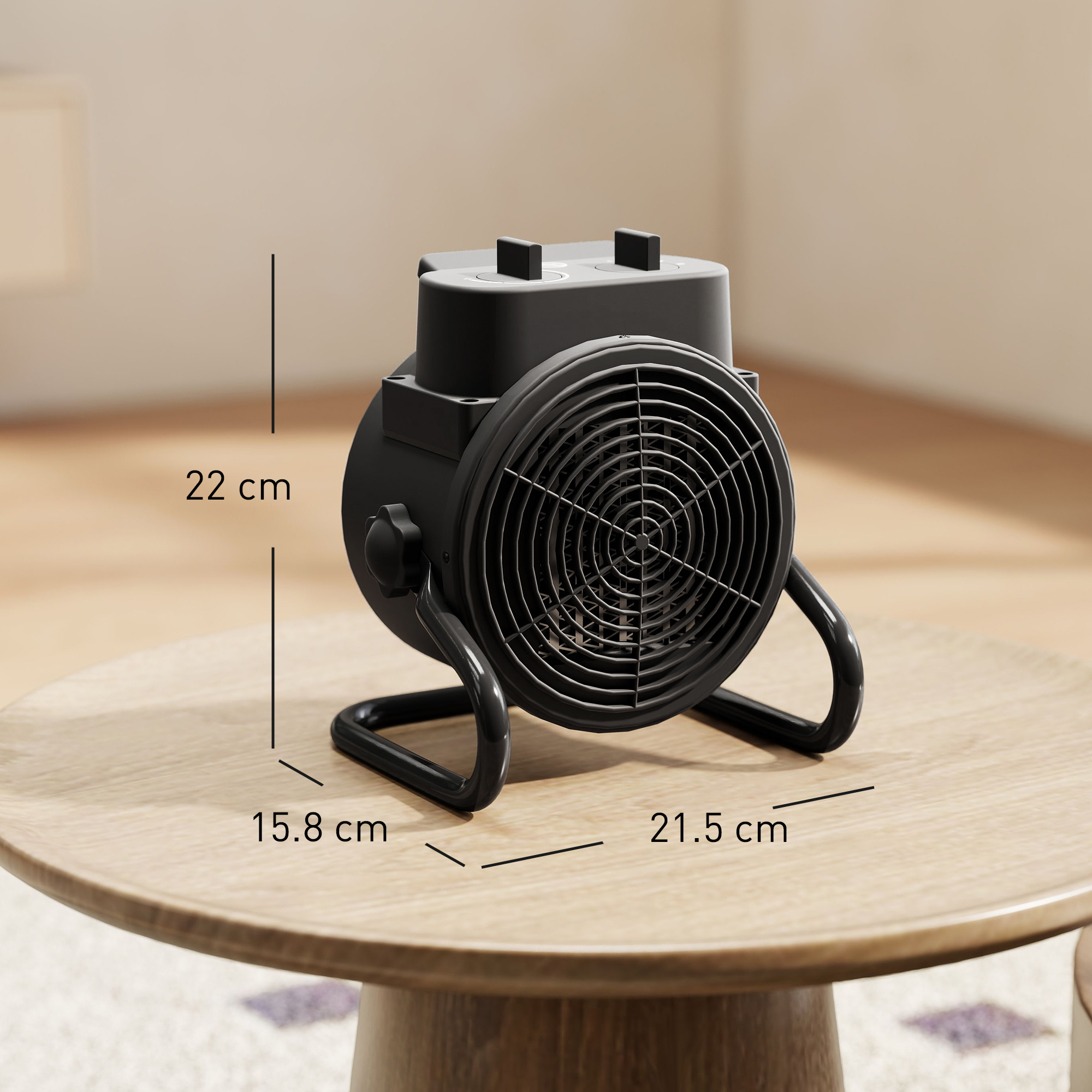 HOMCOM 2000W Portable Ceramic Electric Heater with Fan Black 3