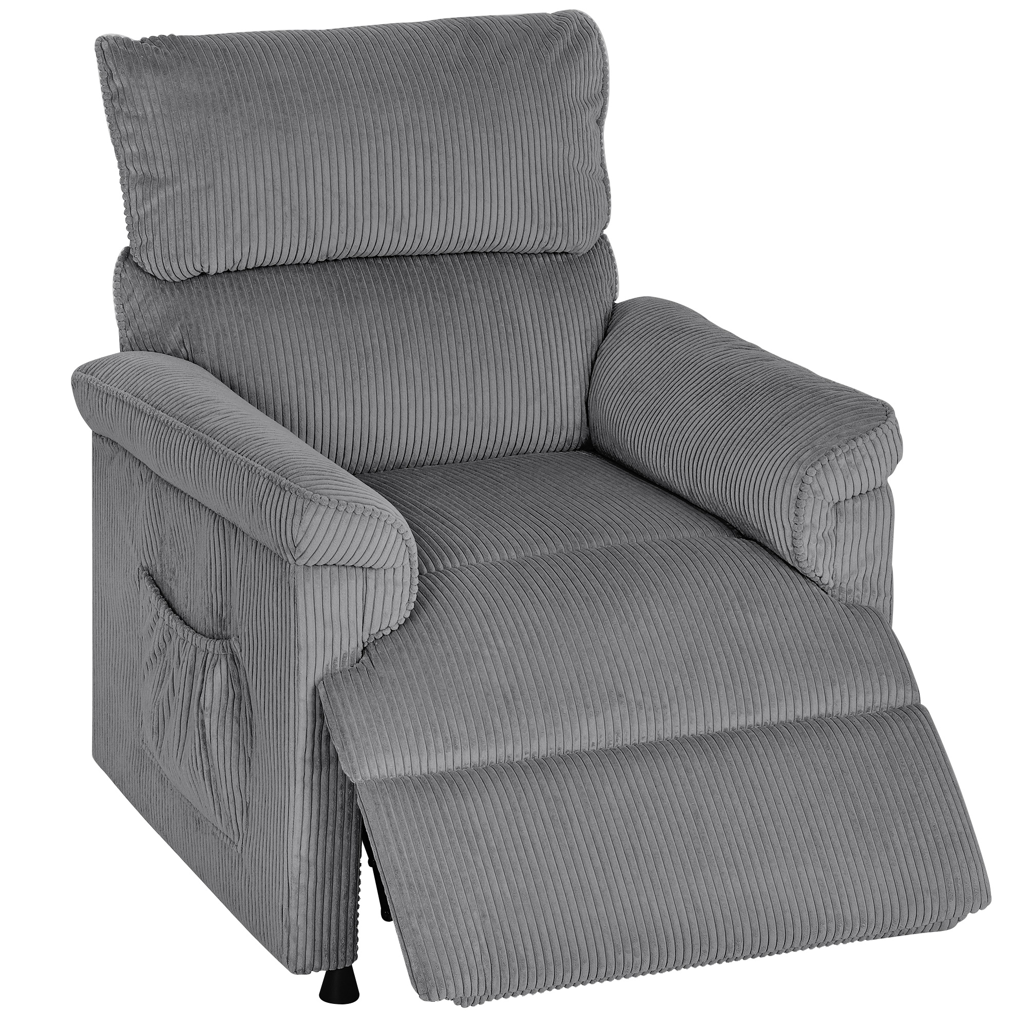 HOMCOM Corduroy Electric Massage Recliner Grey