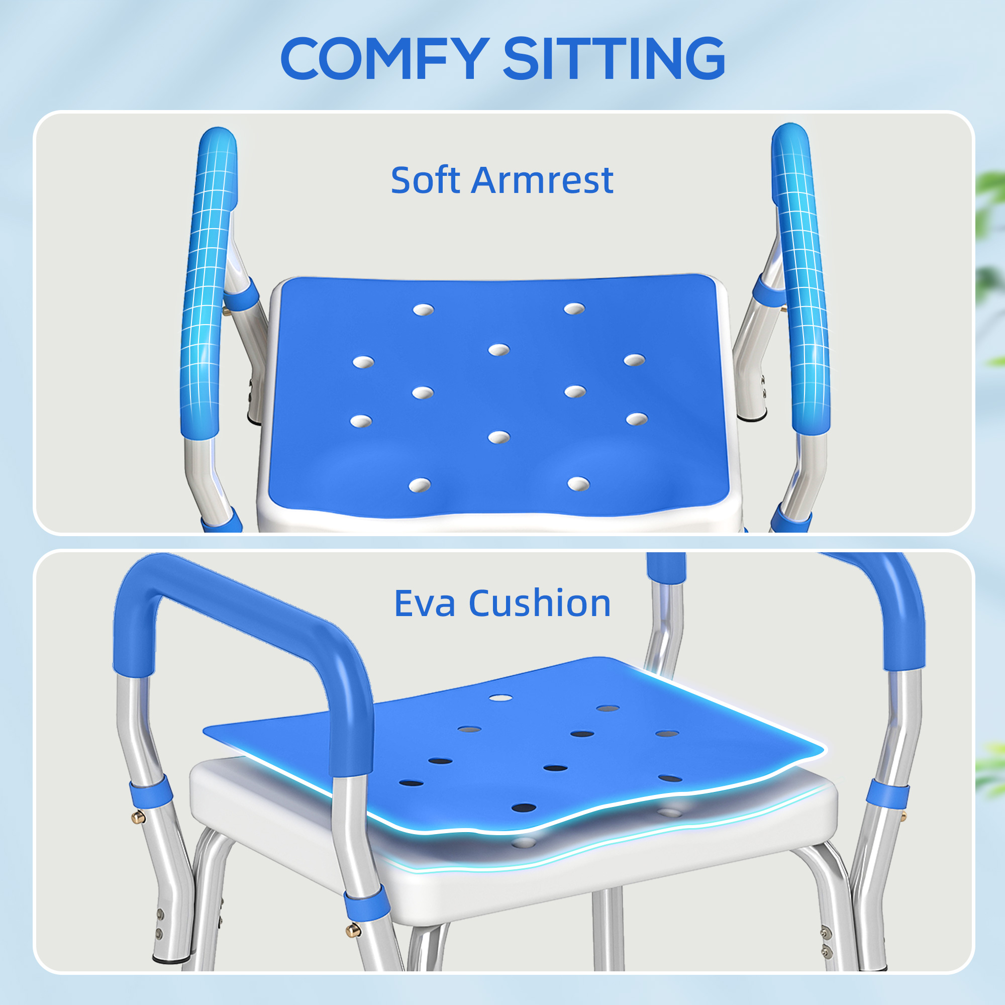 HOMCOM 57-69cm Aluminium Frame Bath Seat 5