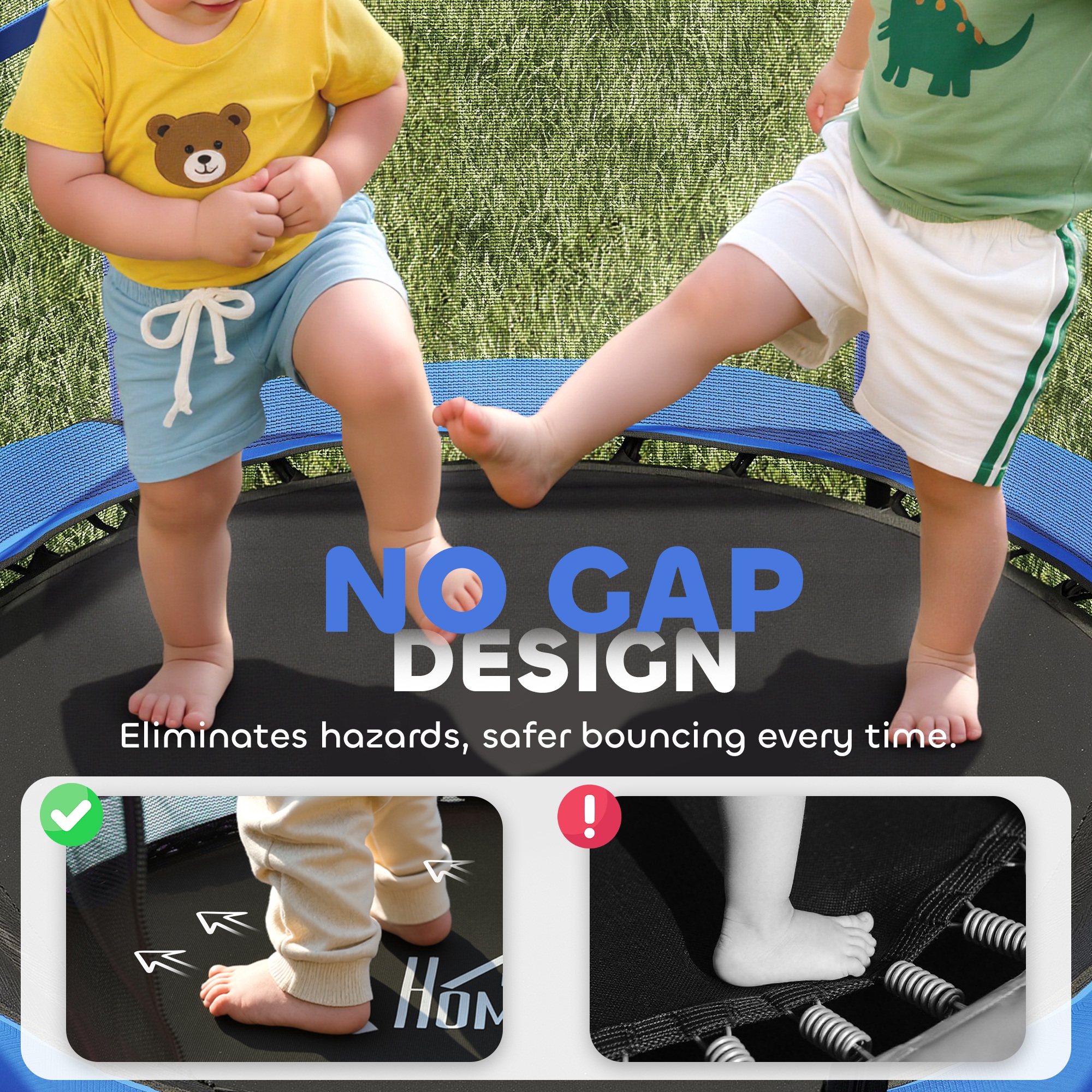 HOMCOM 4.6FT/55" Kids Trampoline with Safety Enclosure, Outdoor Indoor Use, for Ages 3-10 Years, Blue 5