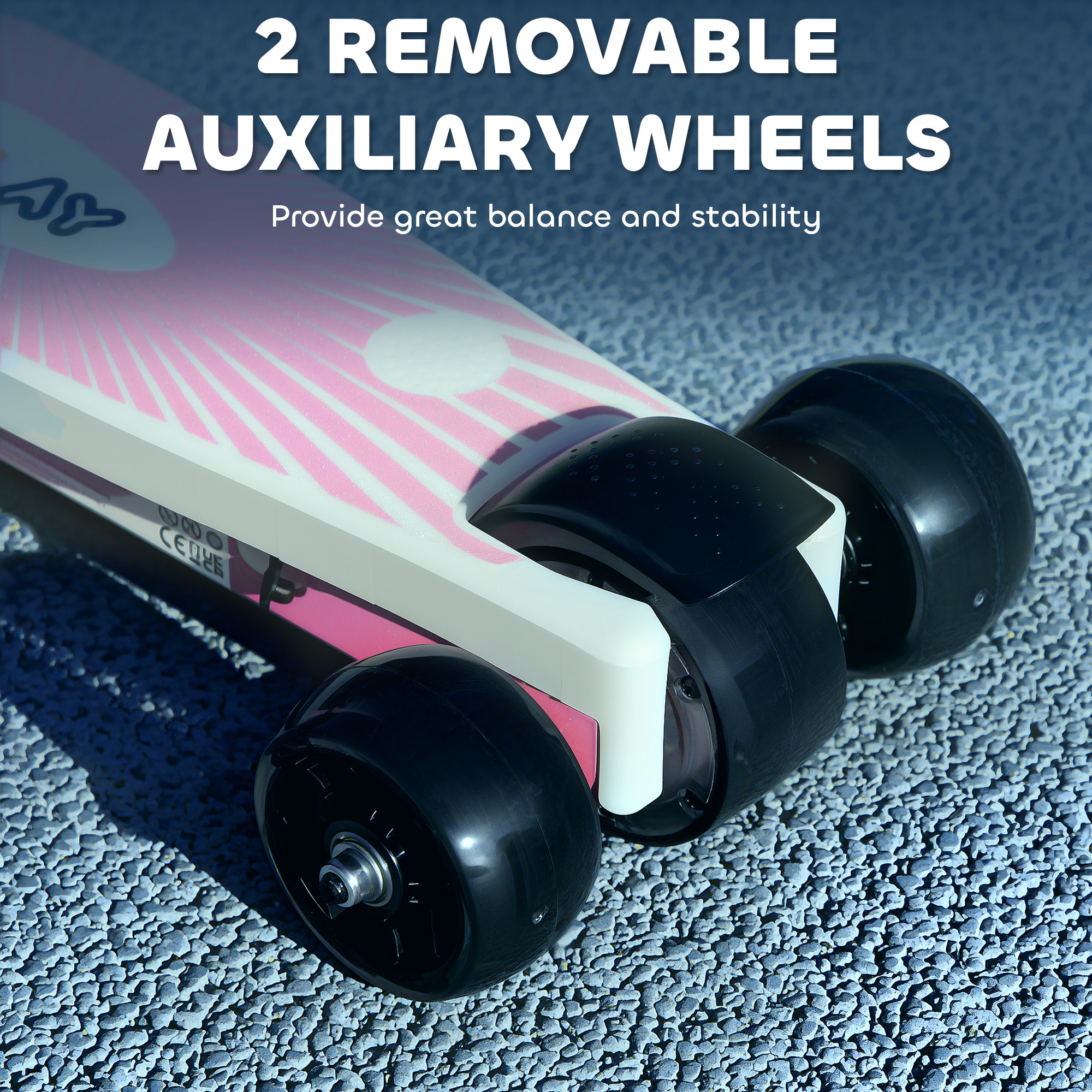 AIYAPLAY Electric Scooter for Kids Aged 4-7 Years, with Flashing LED Lights, Rear Auxiliary Wheels, Pink 7