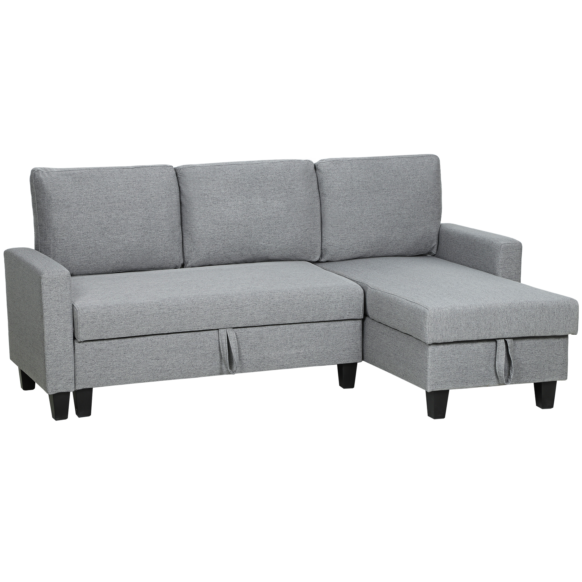 HOMCOM Three-Seater Storage Sofa Bed Grey