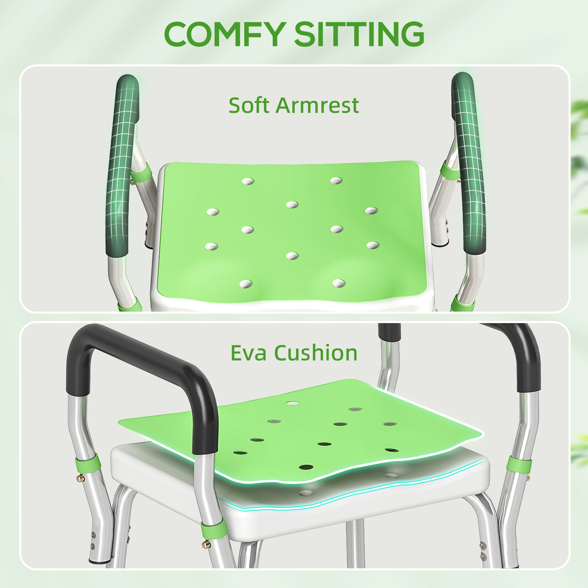 HOMCOM 57-69cm Aluminium Frame Bath Seat 5