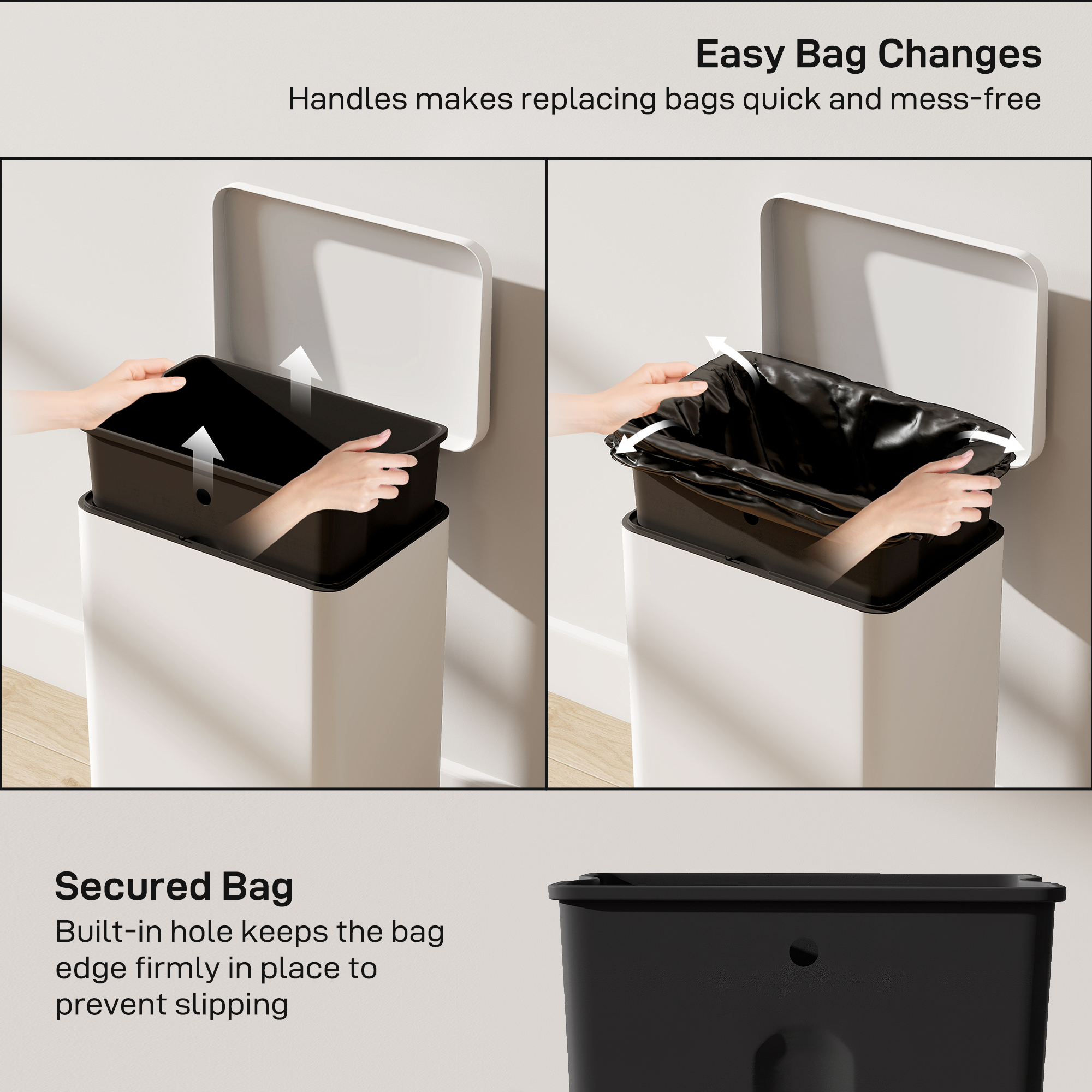 HOMCOM 20L Kitchen Bin with Soft-Close Lid and Stay-Open Function, Pedal Bin with Removable Inner Bucket for Kitchen, Office, Home, Cream 7