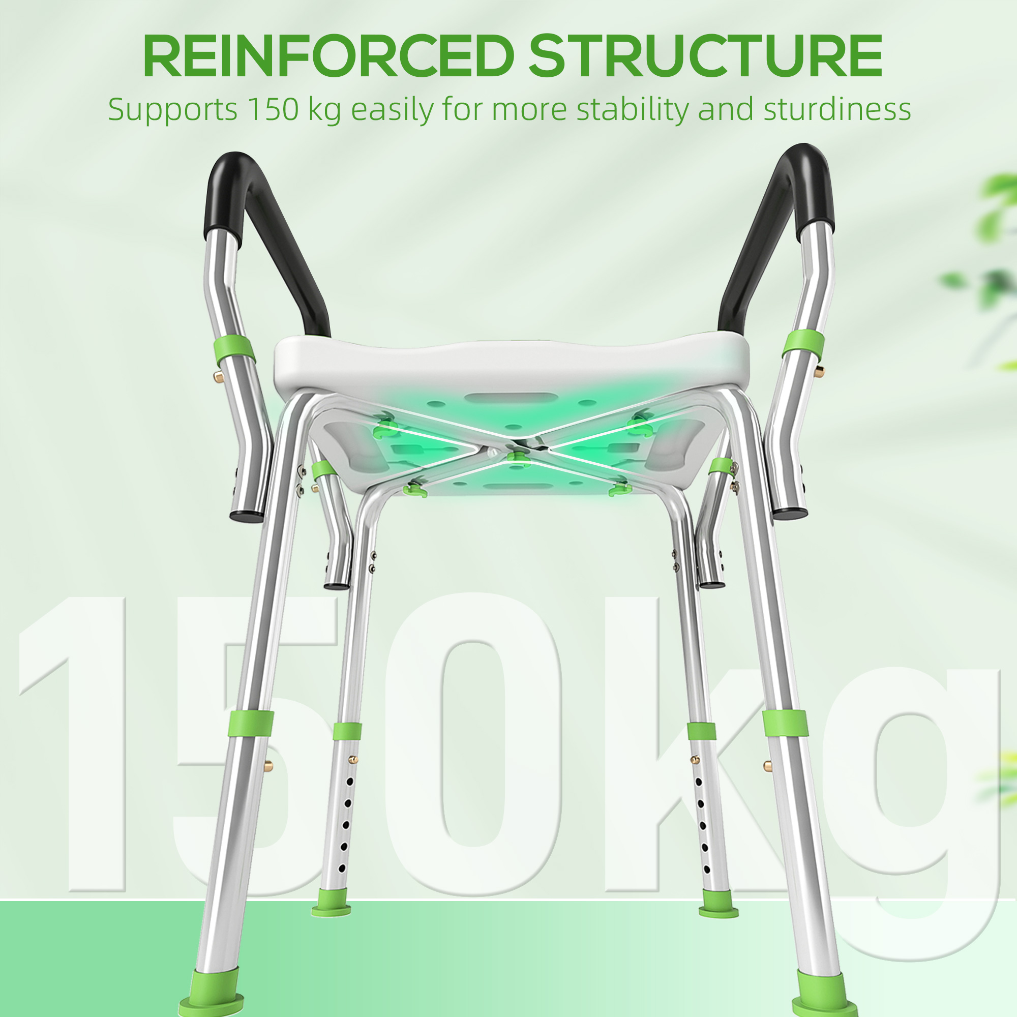 HOMCOM 57-69cm Aluminium Frame Bath Seat 8