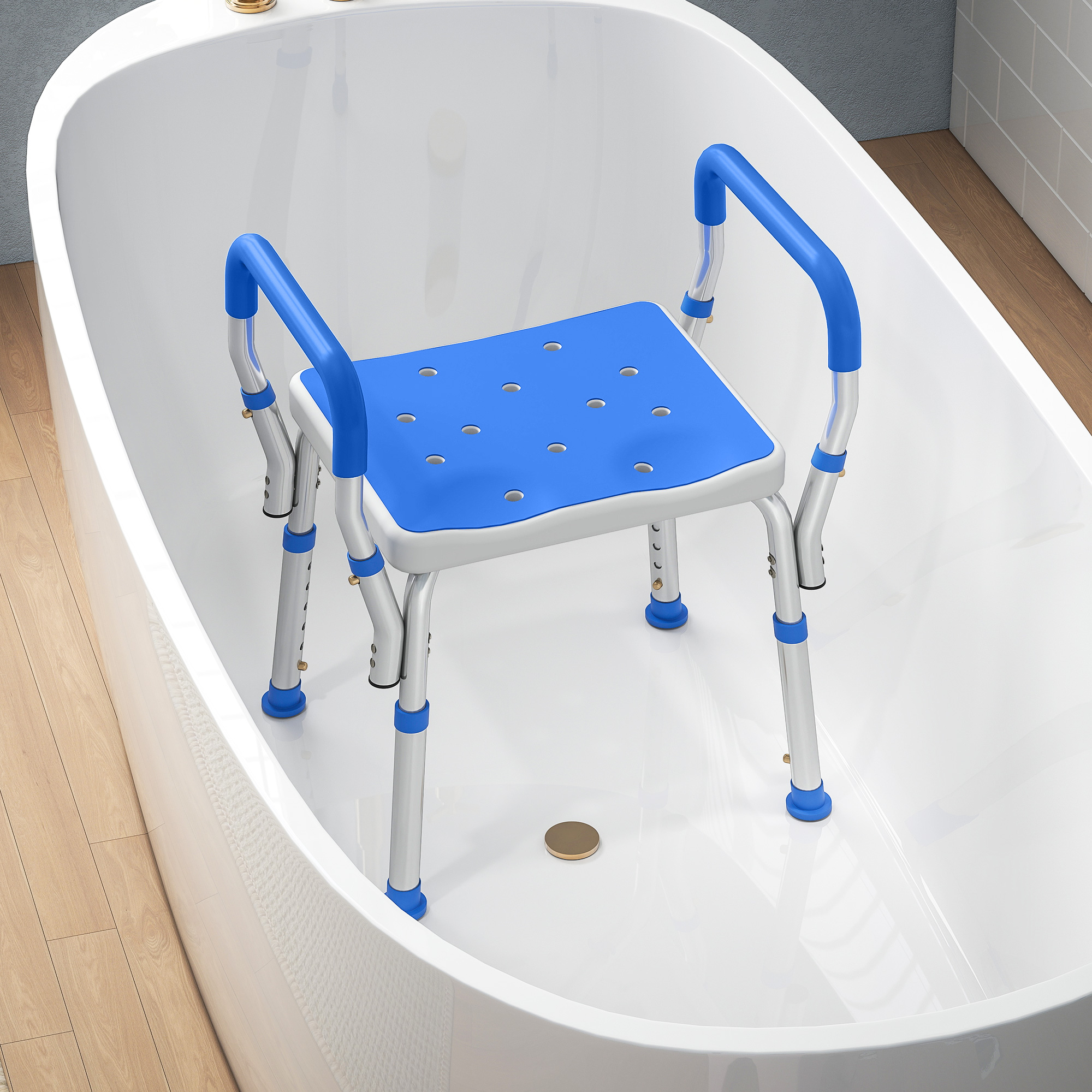 HOMCOM 57-69cm Aluminium Frame Bath Seat 9