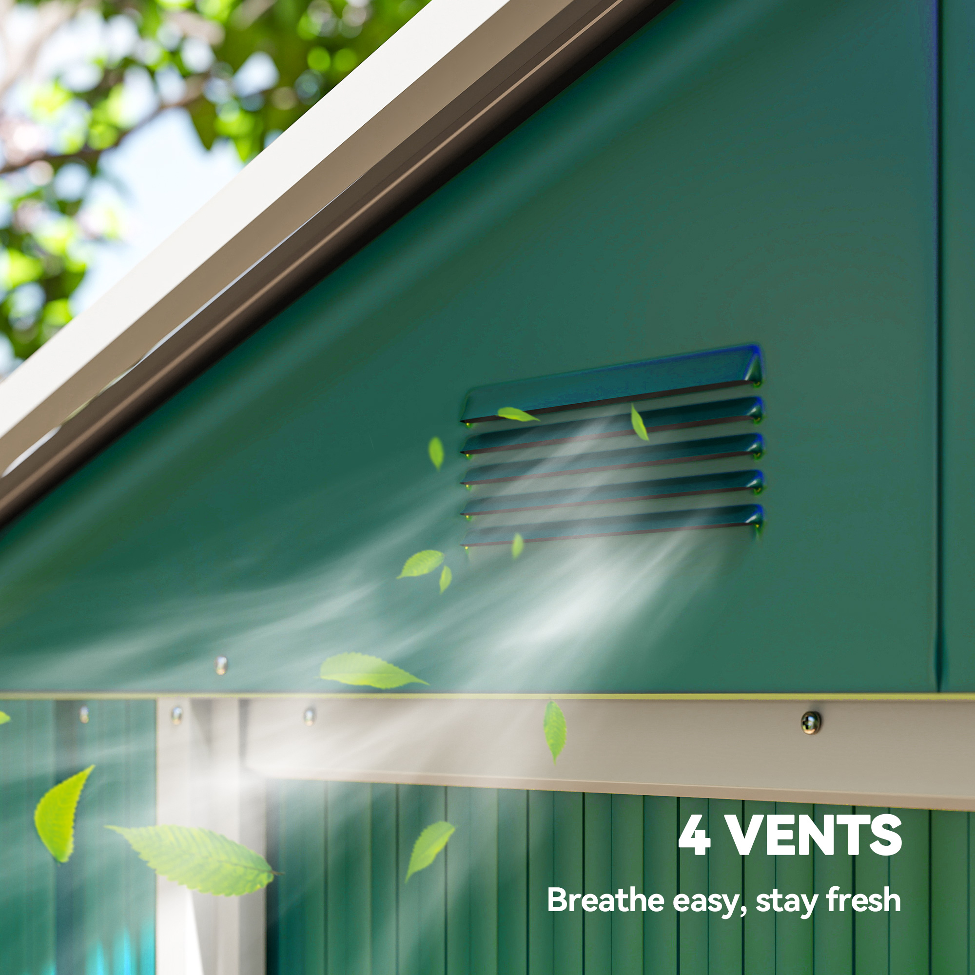 Outsunny 6.5ft x 3.5ft Metal Garden Storage Shed for Outdoor Tool Storage with Double Sliding Doors and 4 Vents, Green 7