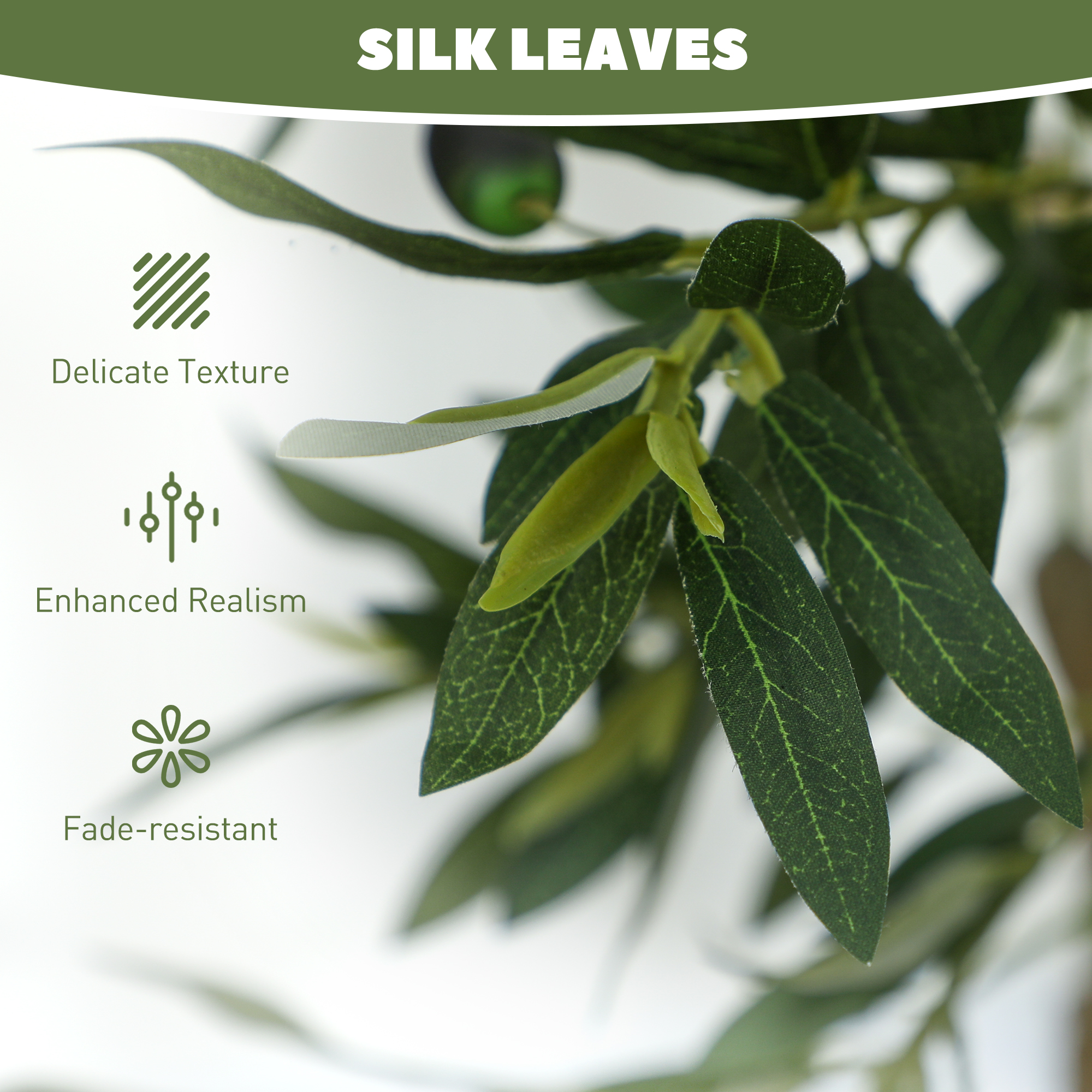 HOMCOM Set of Two Silk Leaf Artificial Olive Trees 5