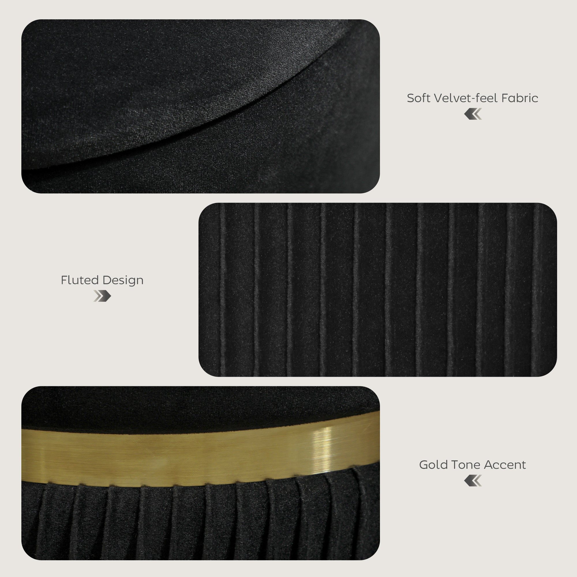 HOMCOM Velvet-Feel Storage Ottoman Black 4